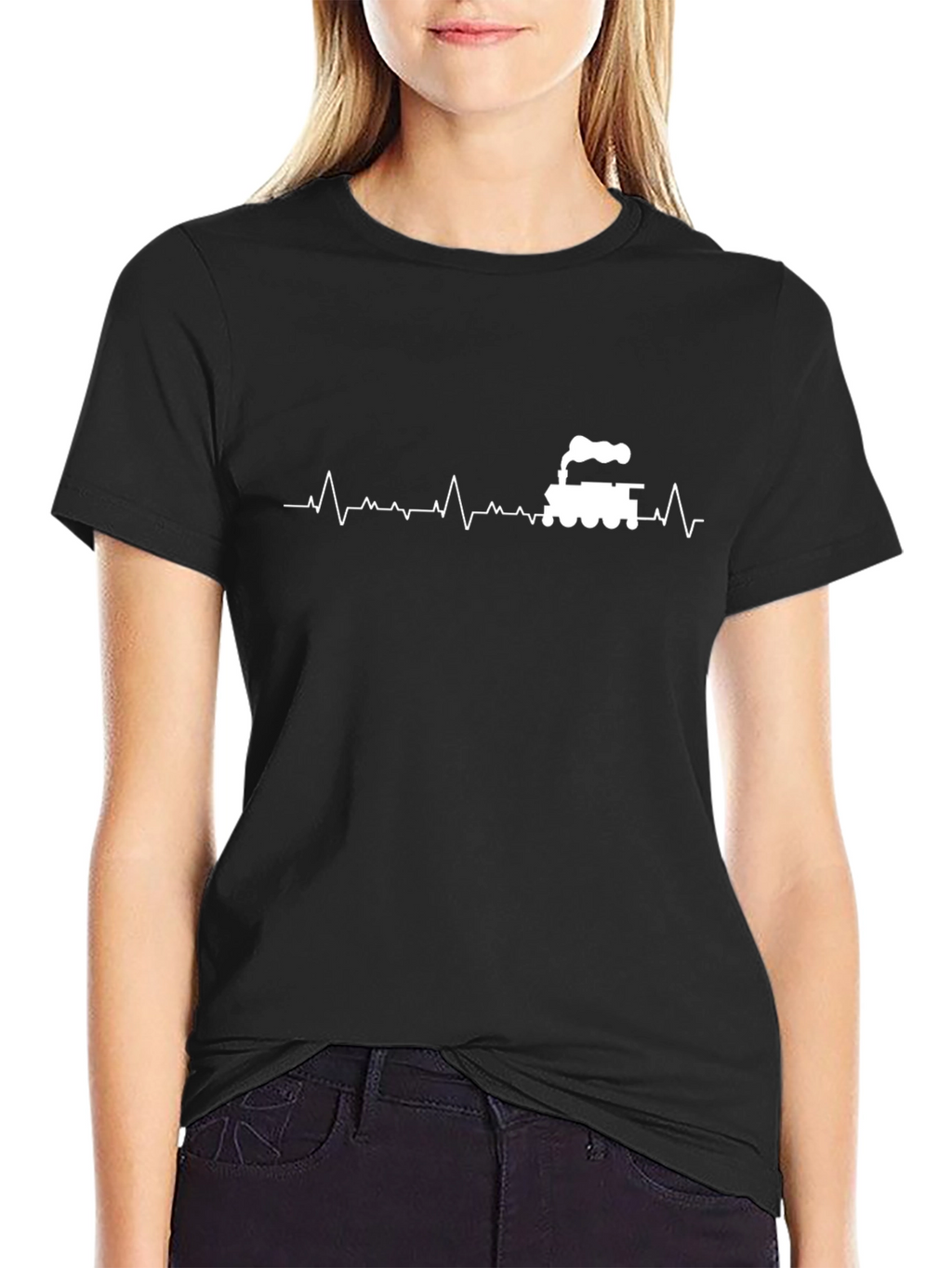 Train Heartbeat Graphic Tee - Black Cotton T-Shirt