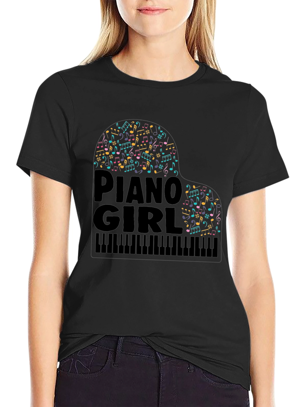 Piano Girl Music Notes T-Shirt