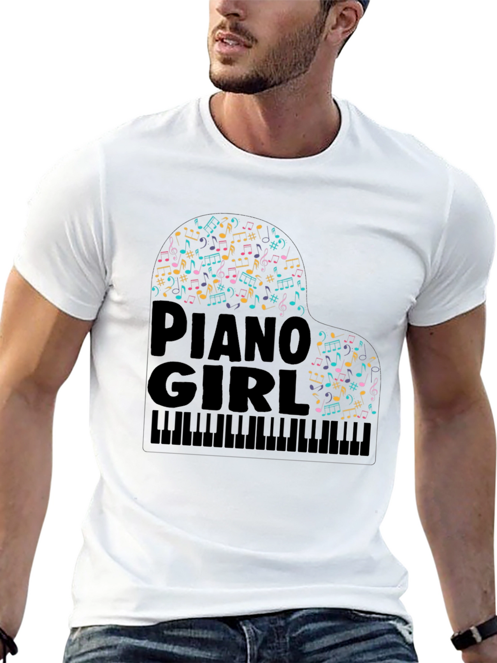 Piano Girl Music Notes T-Shirt
