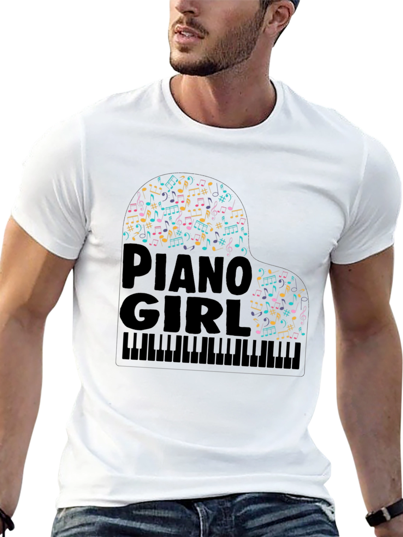 Piano Girl Music Notes T-Shirt