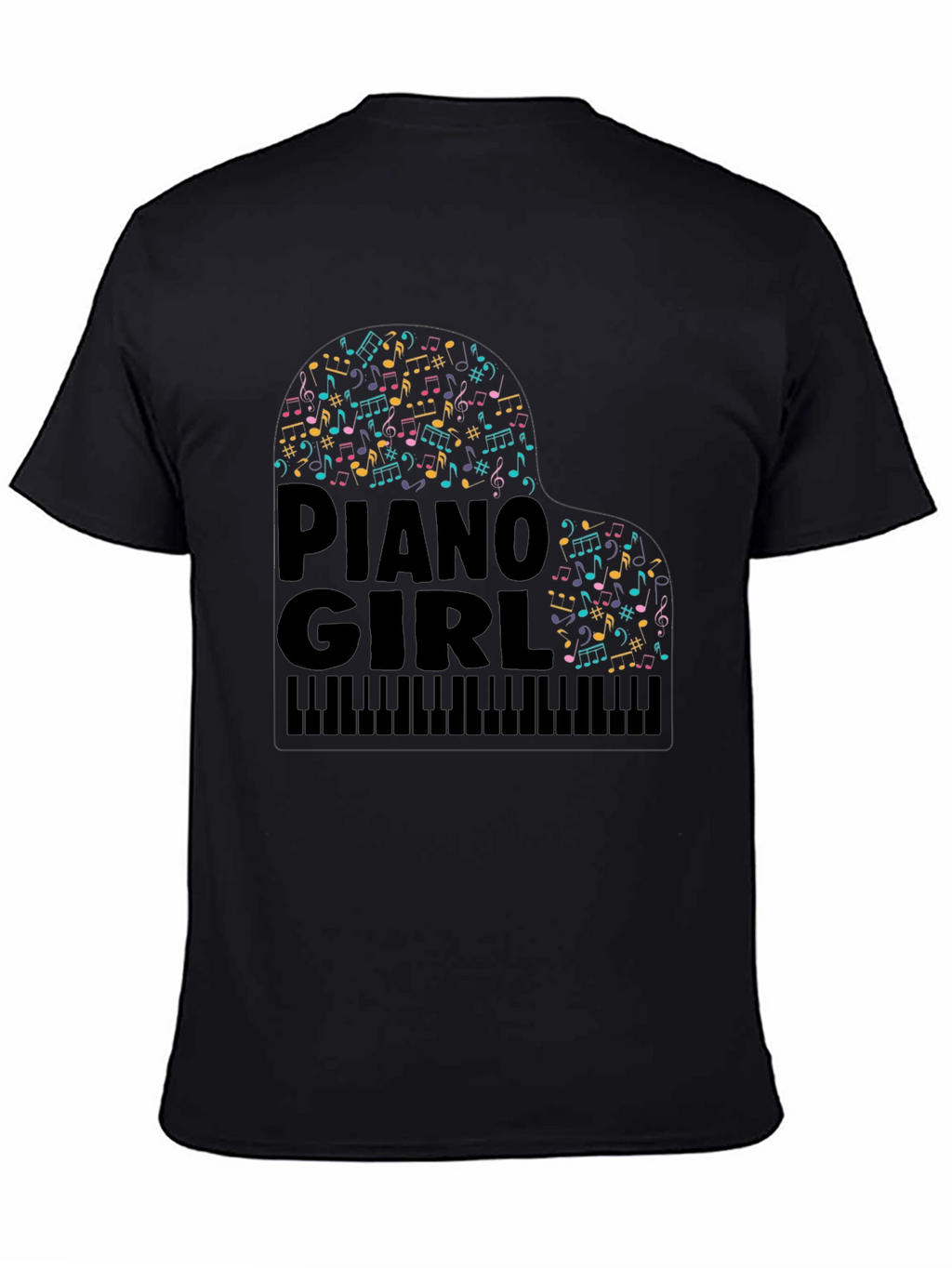 Piano Girl Music Notes T-Shirt
