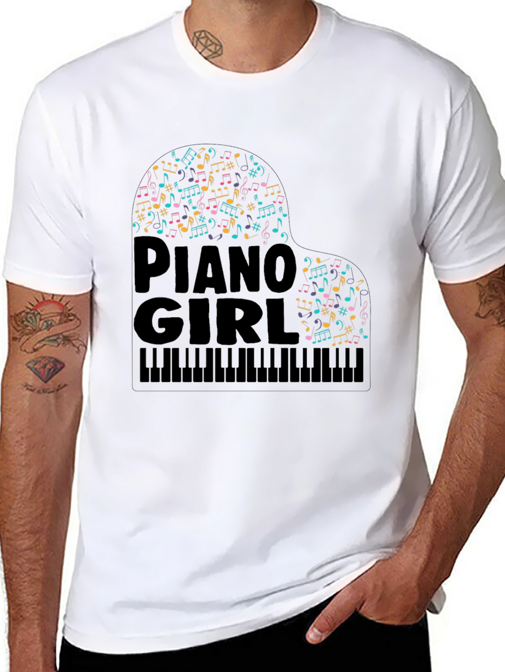 Piano Girl Music Notes T-Shirt