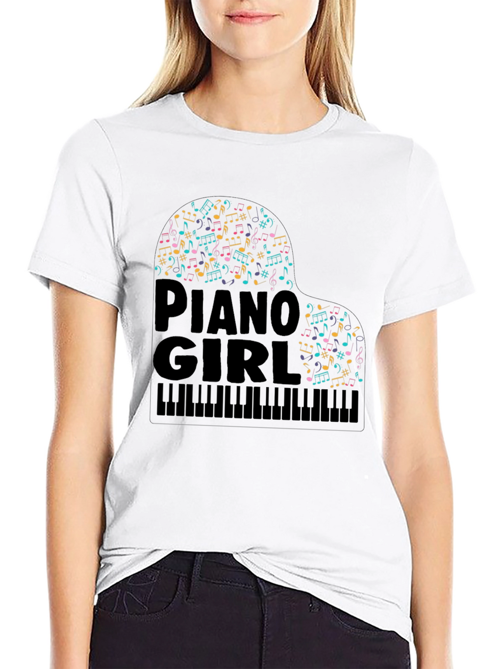 Piano Girl Music Notes T-Shirt