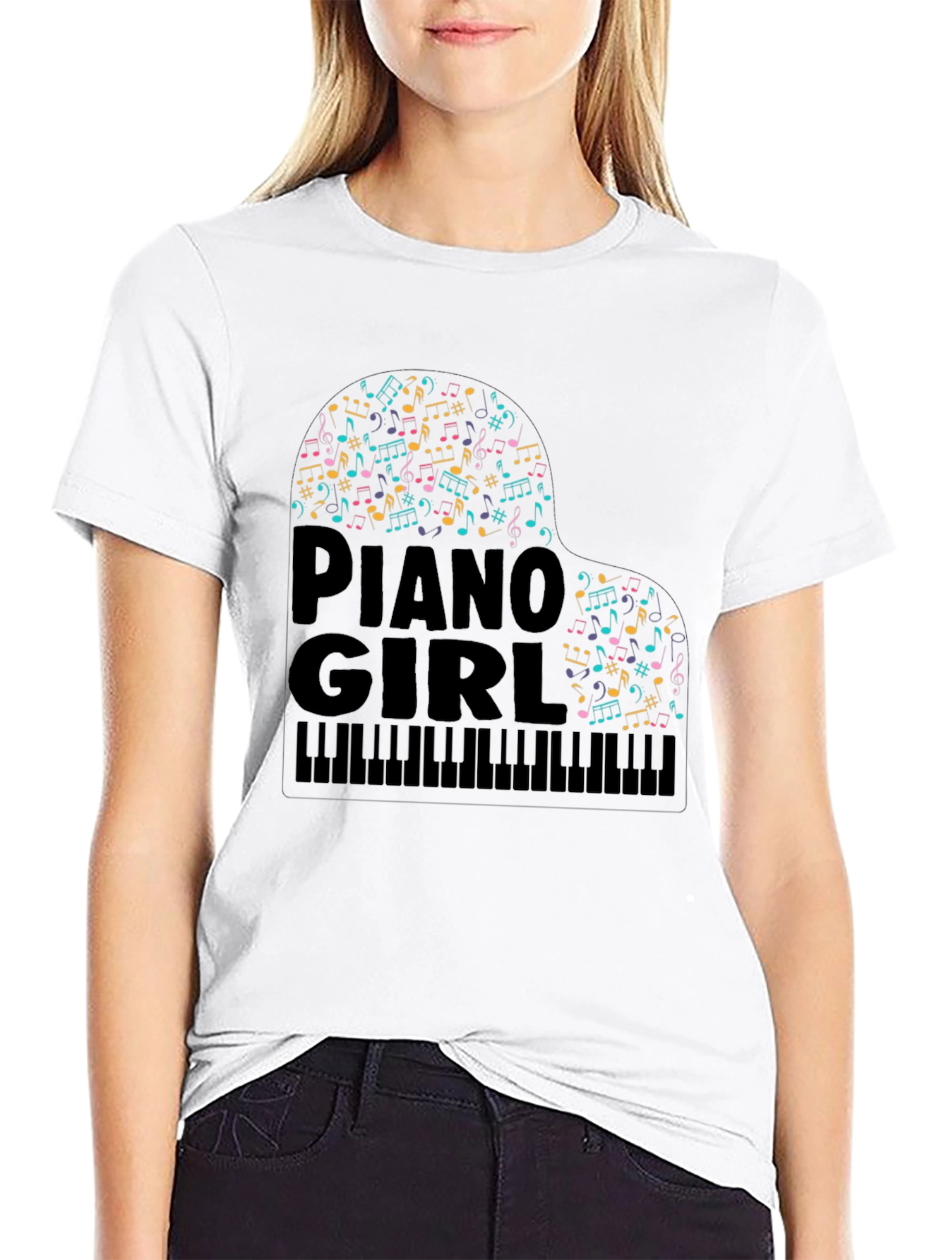 Piano Girl Music Notes T-Shirt