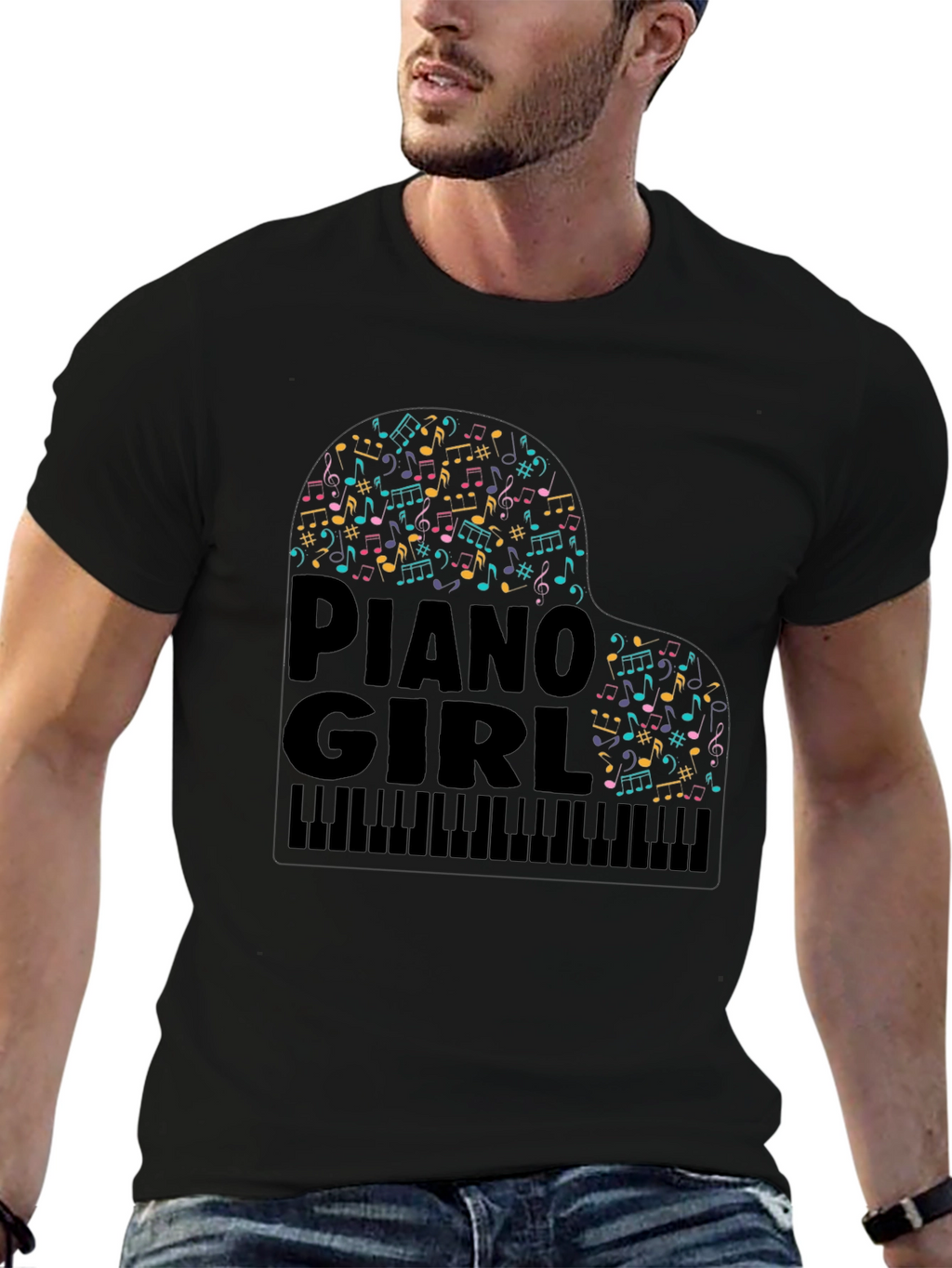 Piano Girl Music Notes T-Shirt