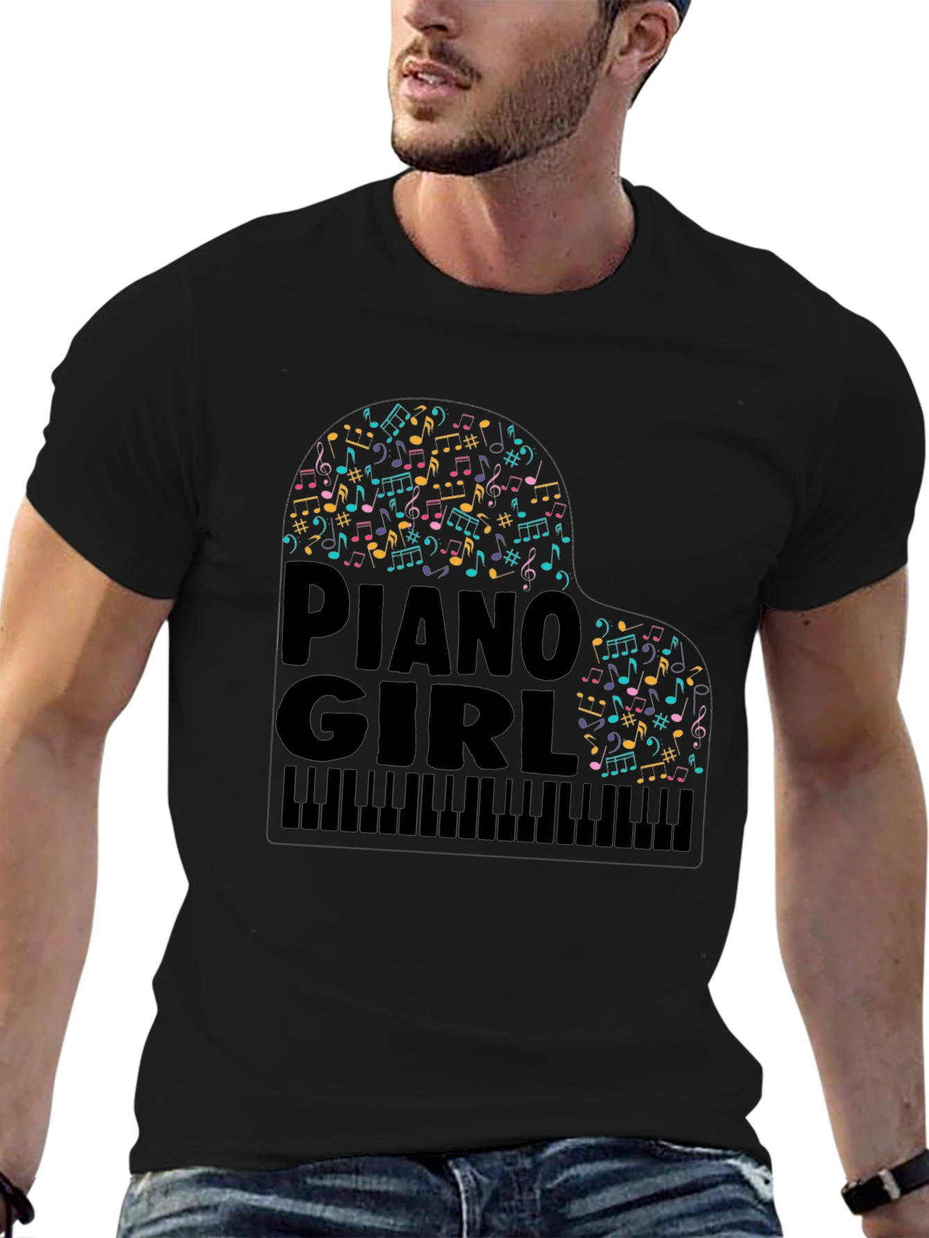 Piano Girl Music Notes T-Shirt