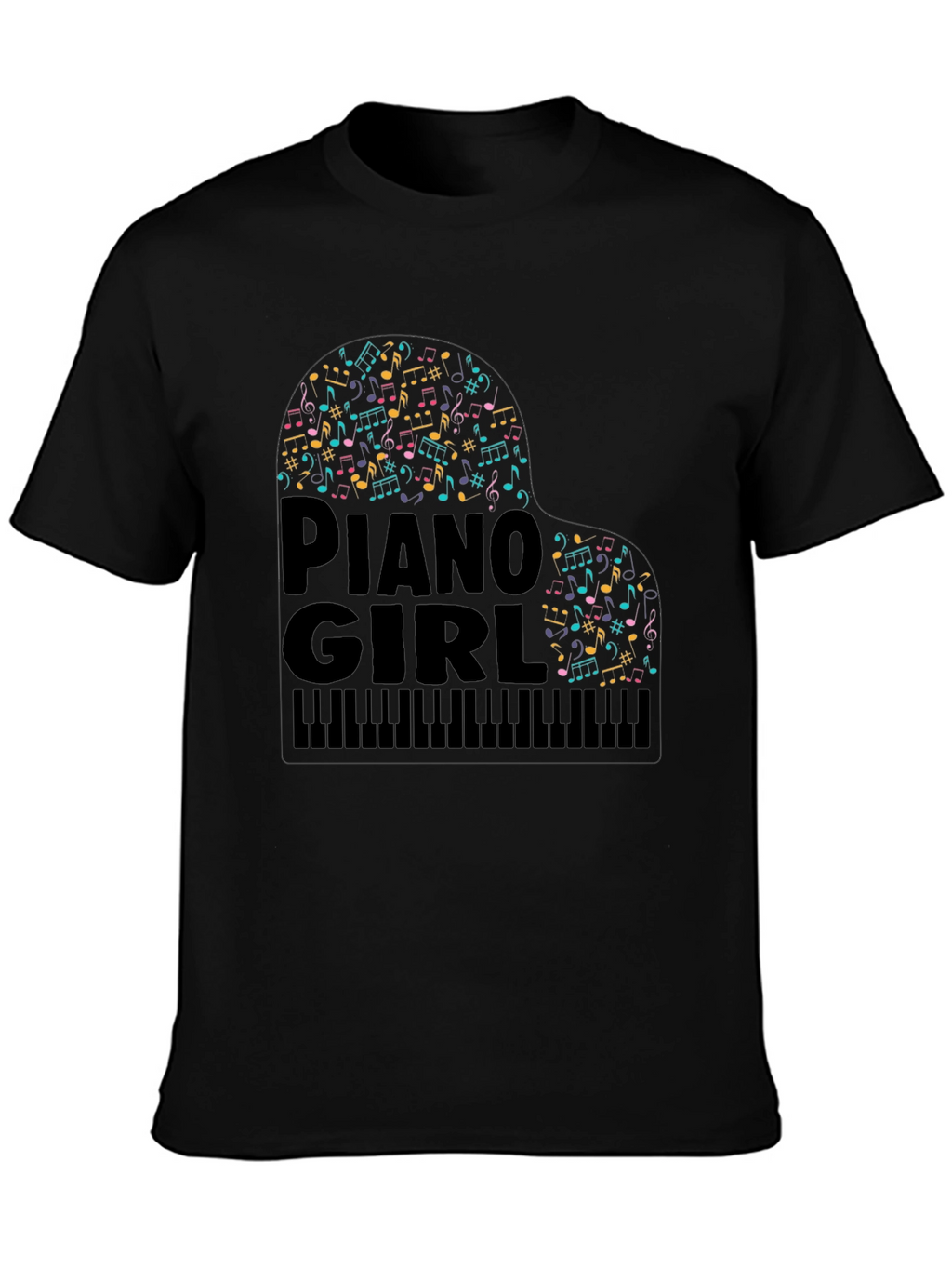 Piano Girl Music Notes T-Shirt