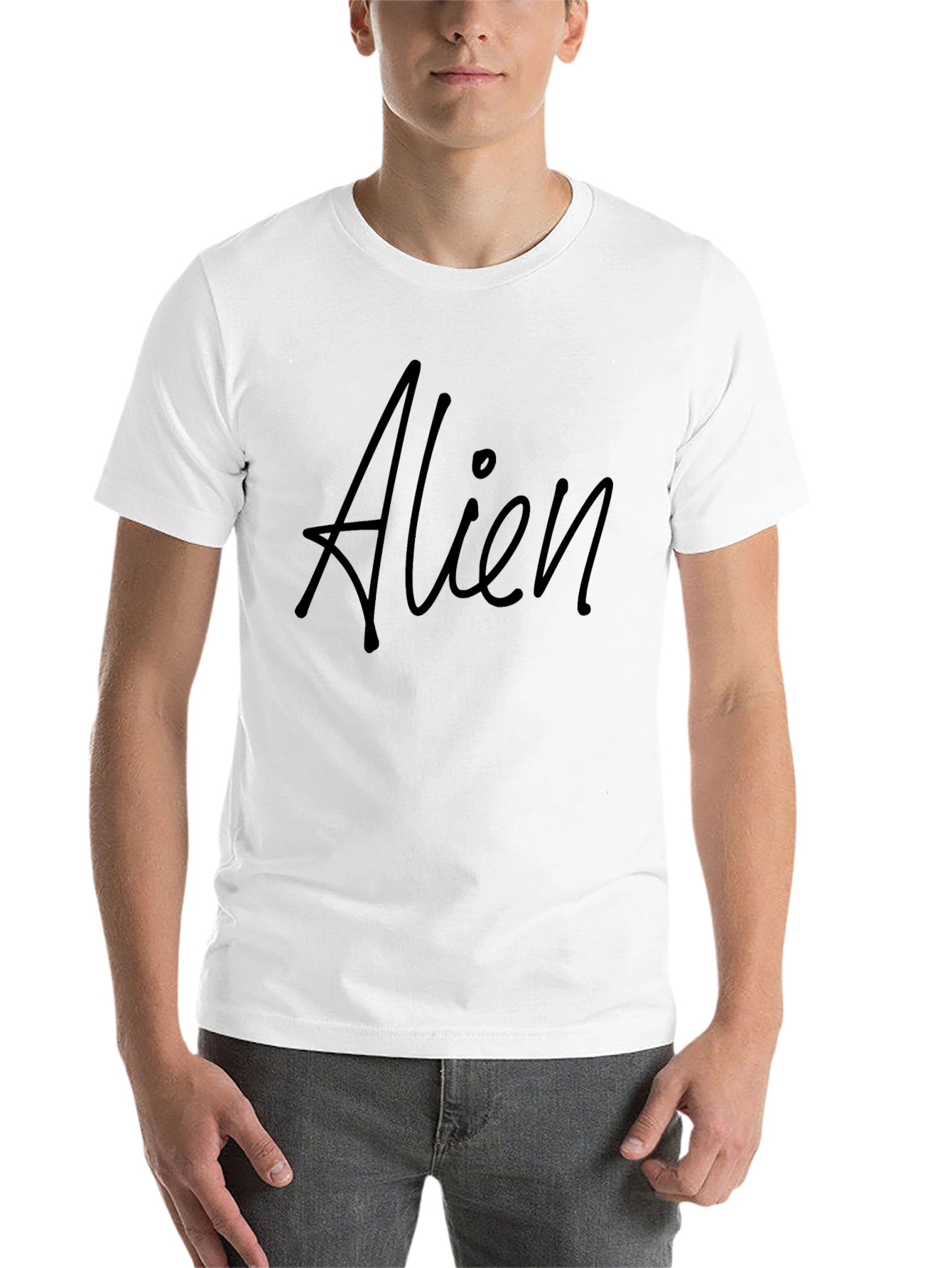 Alien Graphic Print Mens Black T-Shirt