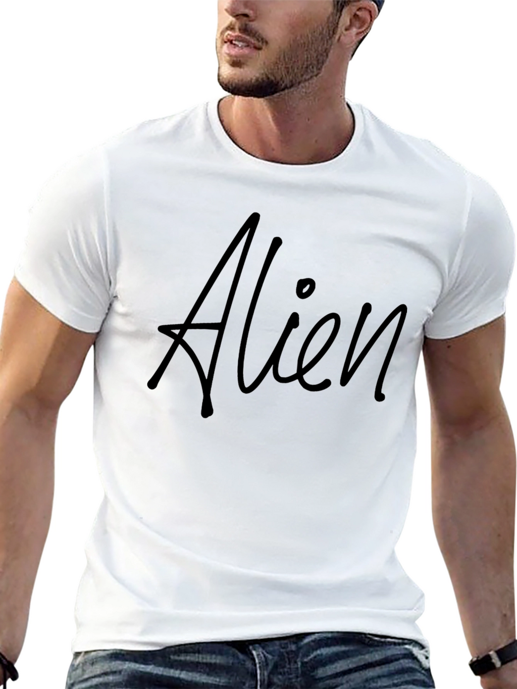 Alien Graphic Print Mens Black T-Shirt