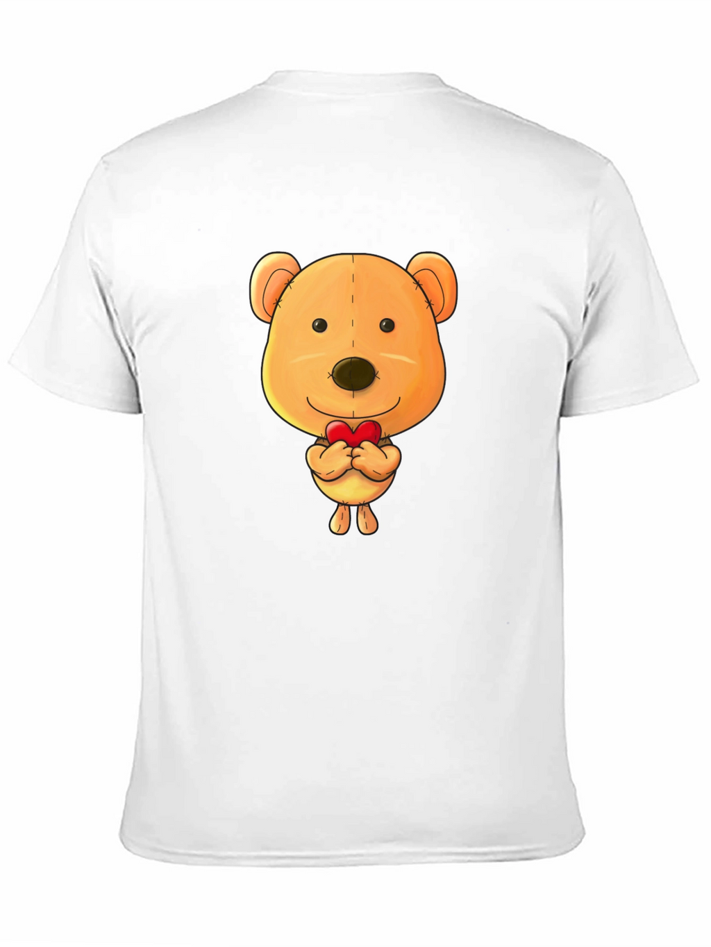 Cute Teddy Bear Heart Graphic Black T-Shirt