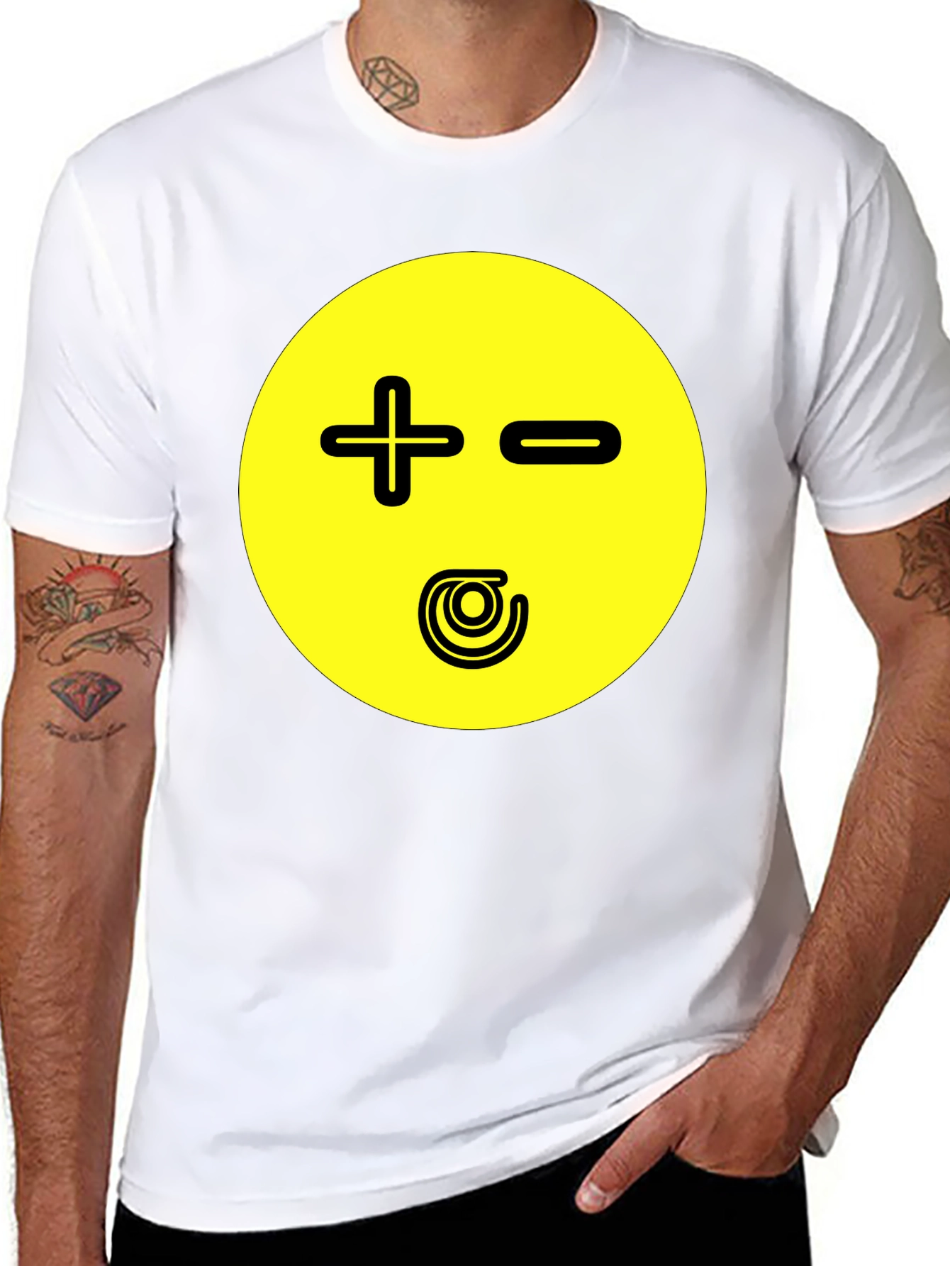 Novelty Graphic Print T-Shirt - Plus Minus Design