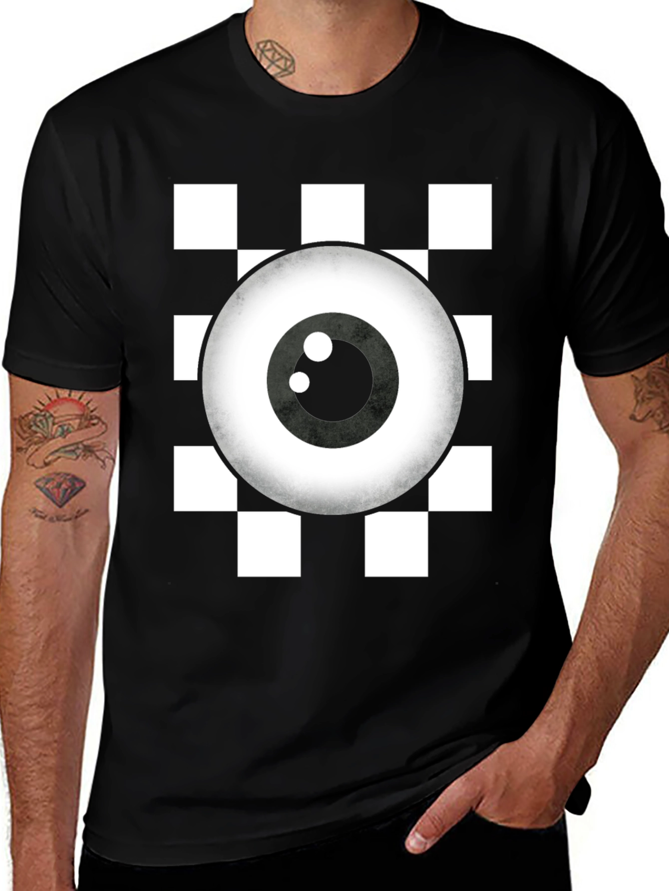 Eye See You Checkerboard T-Shirt - Quirky Graphic Tee