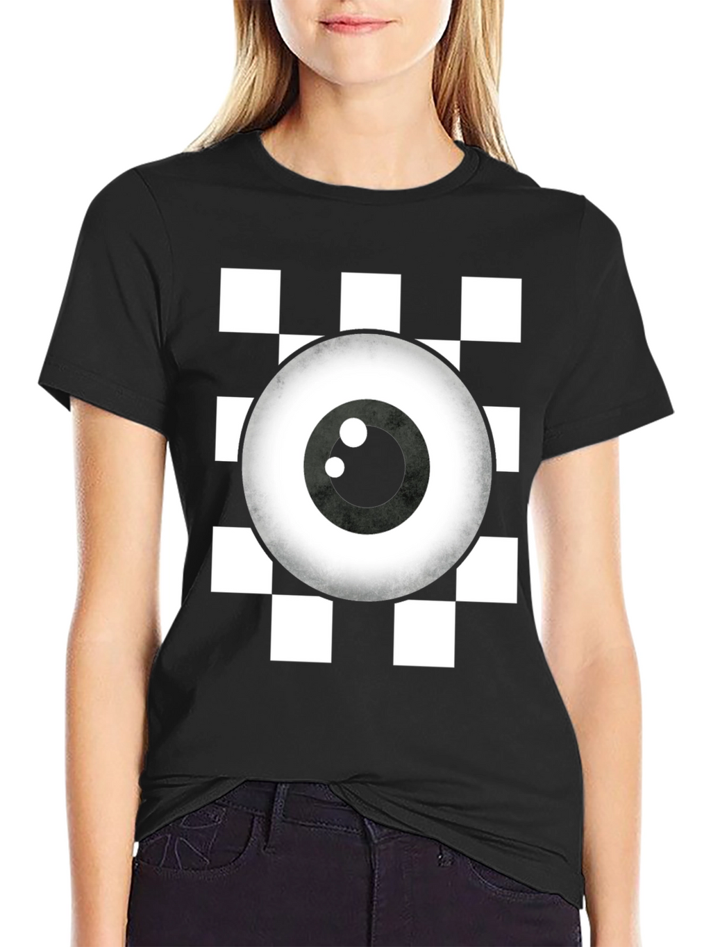 Eye See You Checkerboard T-Shirt - Quirky Graphic Tee
