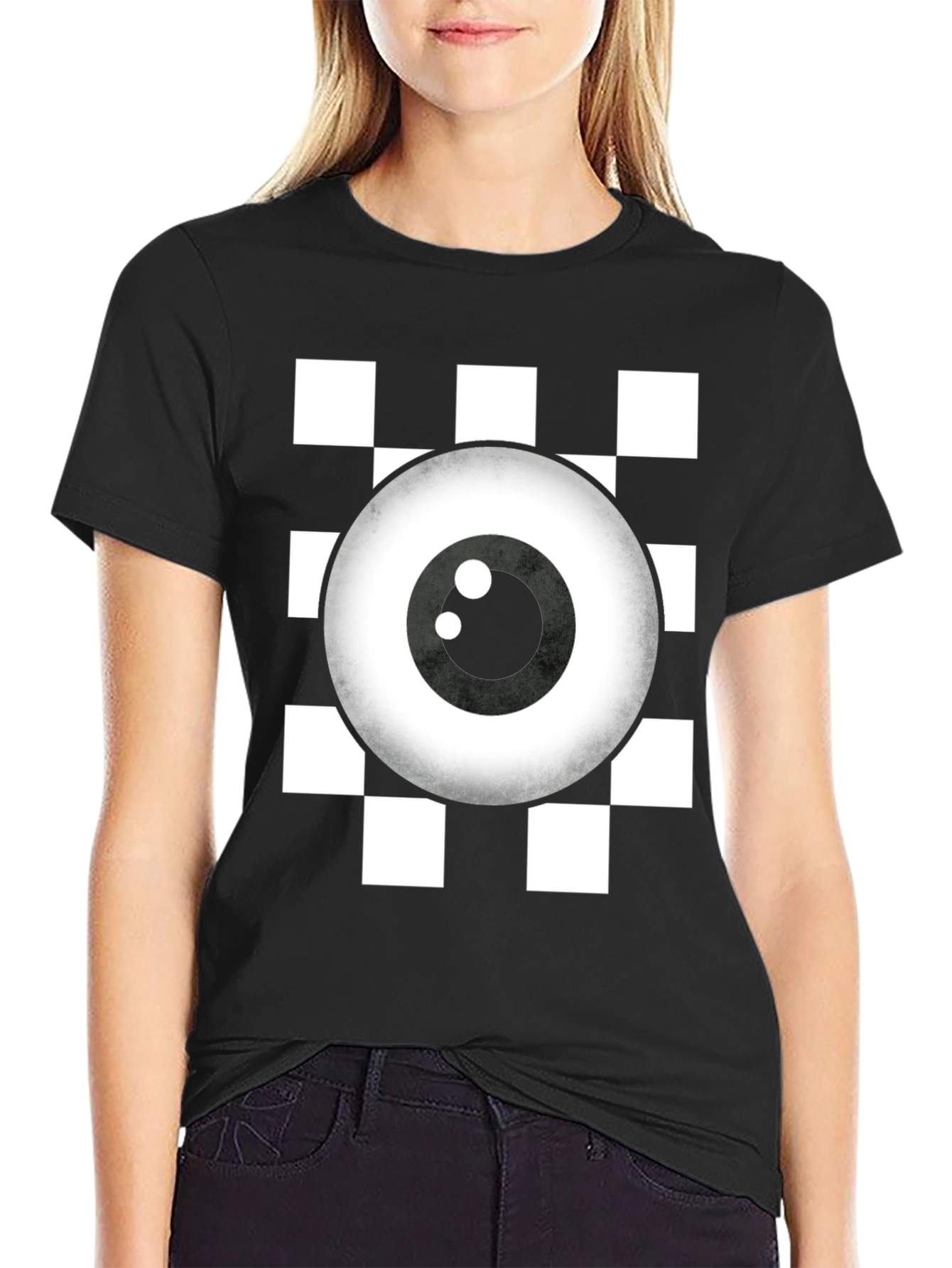 Eye See You Checkerboard T-Shirt - Quirky Graphic Tee