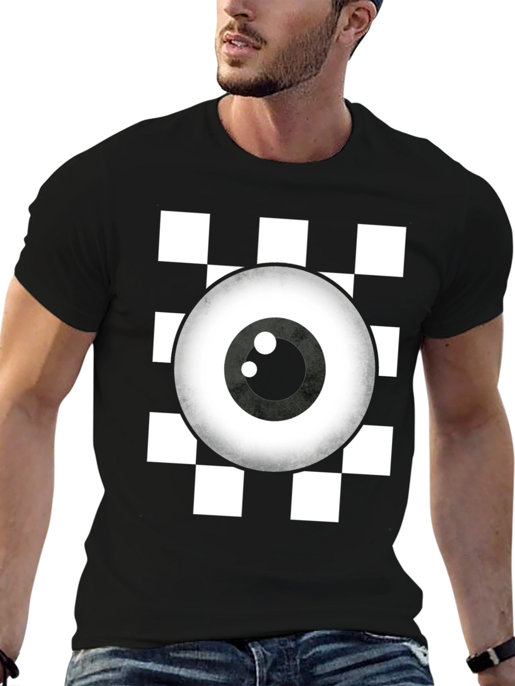 Eye See You Checkerboard T-Shirt - Quirky Graphic Tee