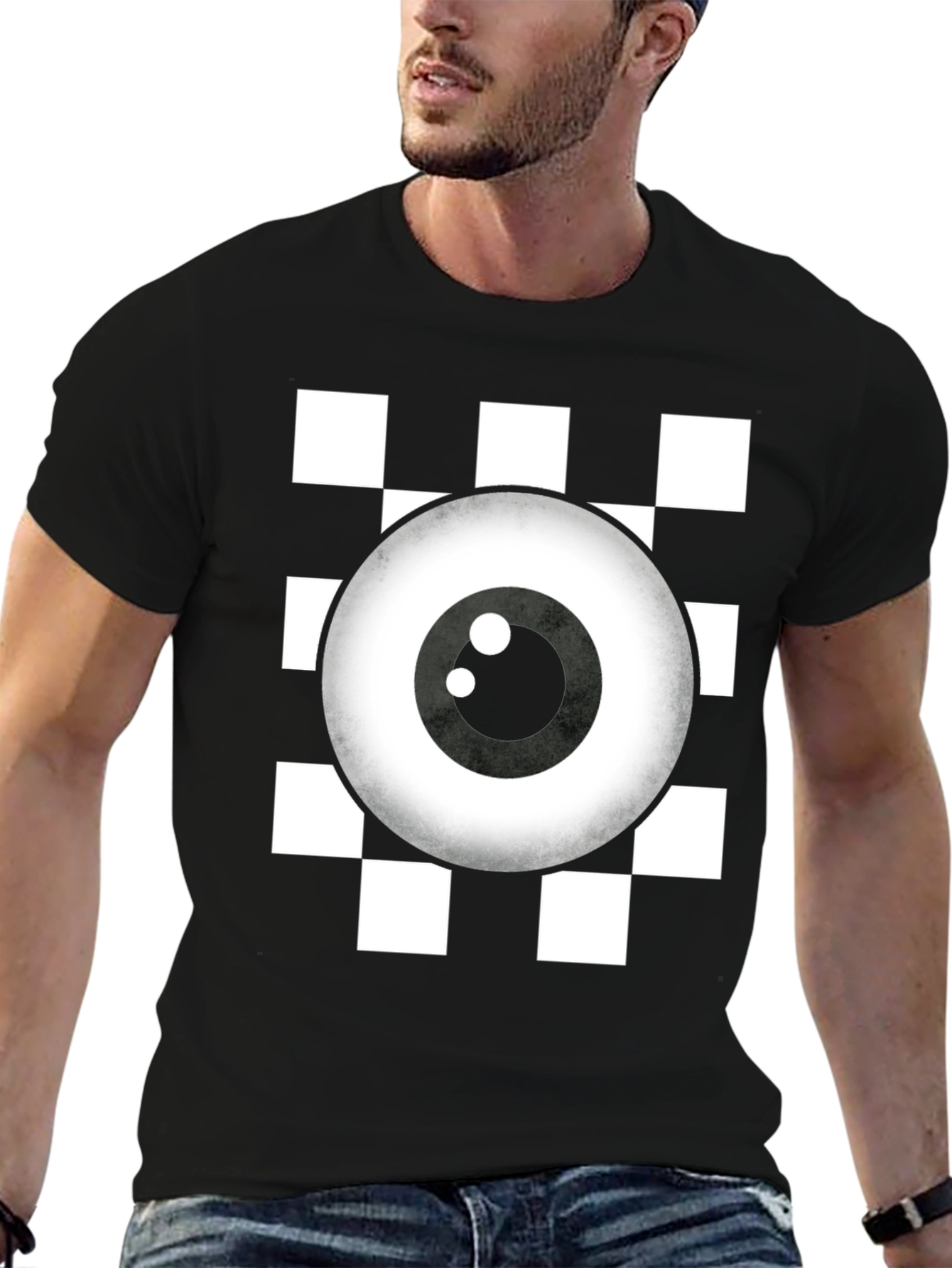 Eye See You Checkerboard T-Shirt - Quirky Graphic Tee