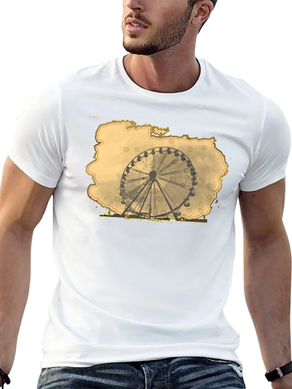 Ferris Wheel Graphic Tee - Retro Theme Park Shirt