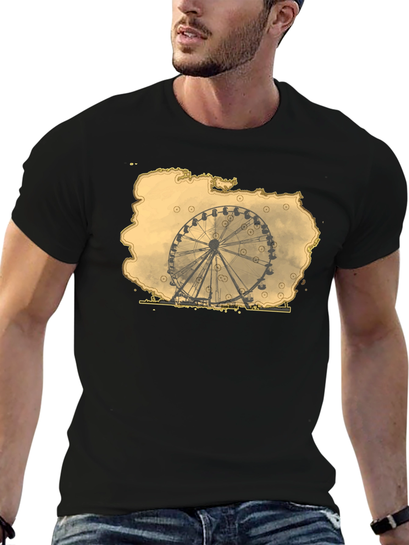 Ferris Wheel Graphic Tee - Retro Theme Park Shirt