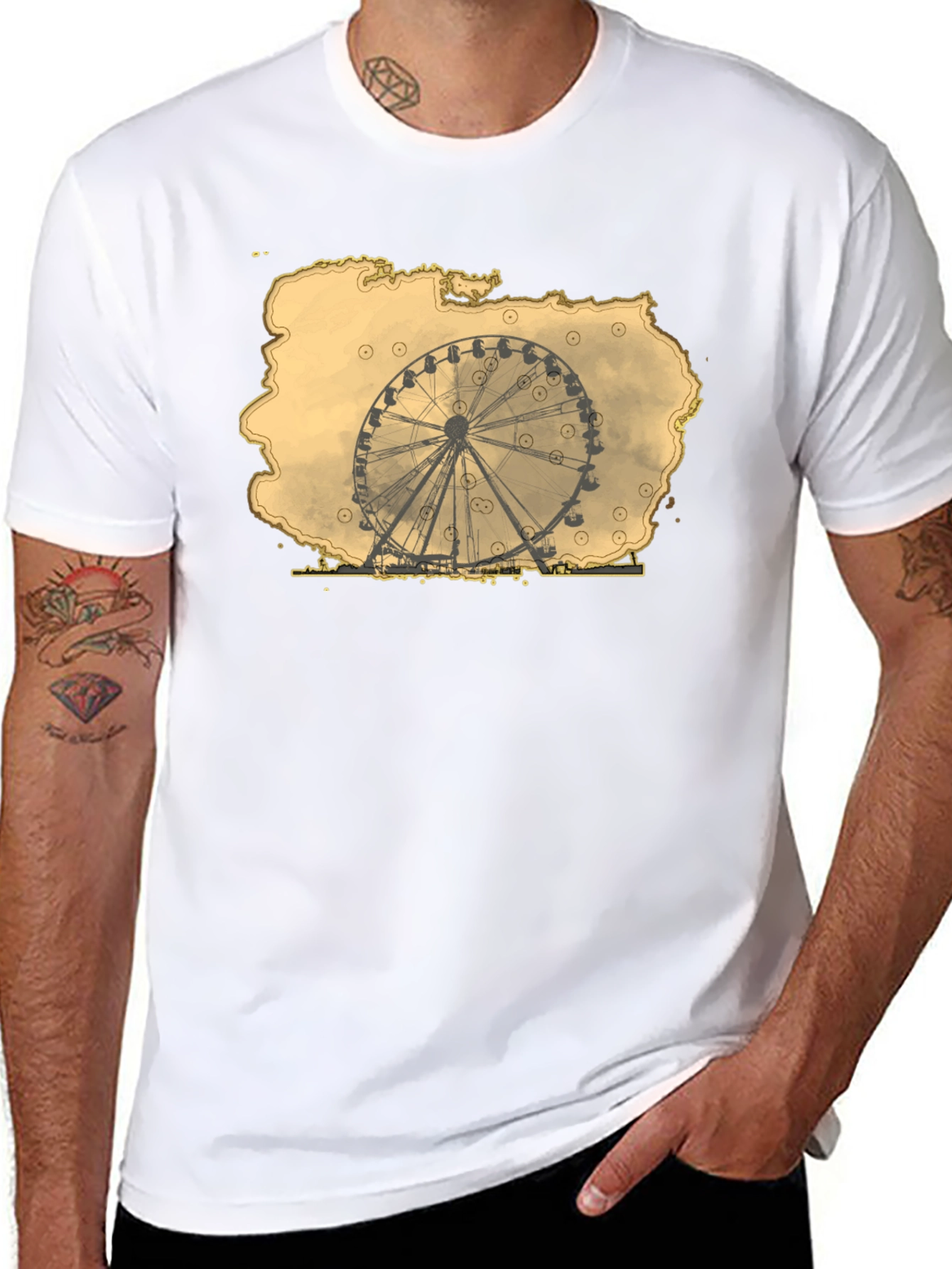 Ferris Wheel Graphic Tee - Retro Theme Park Shirt