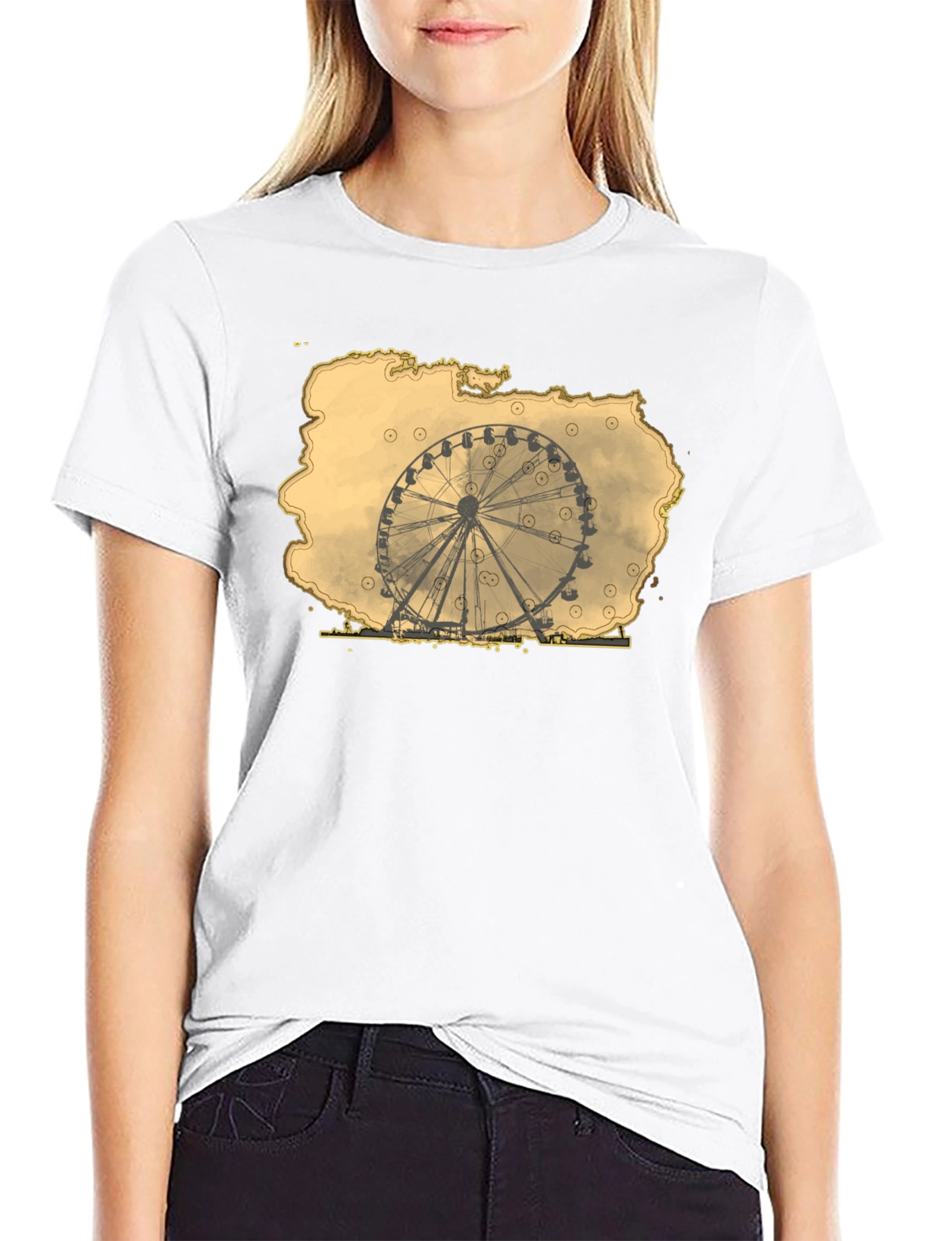 Ferris Wheel Graphic Tee - Retro Theme Park Shirt