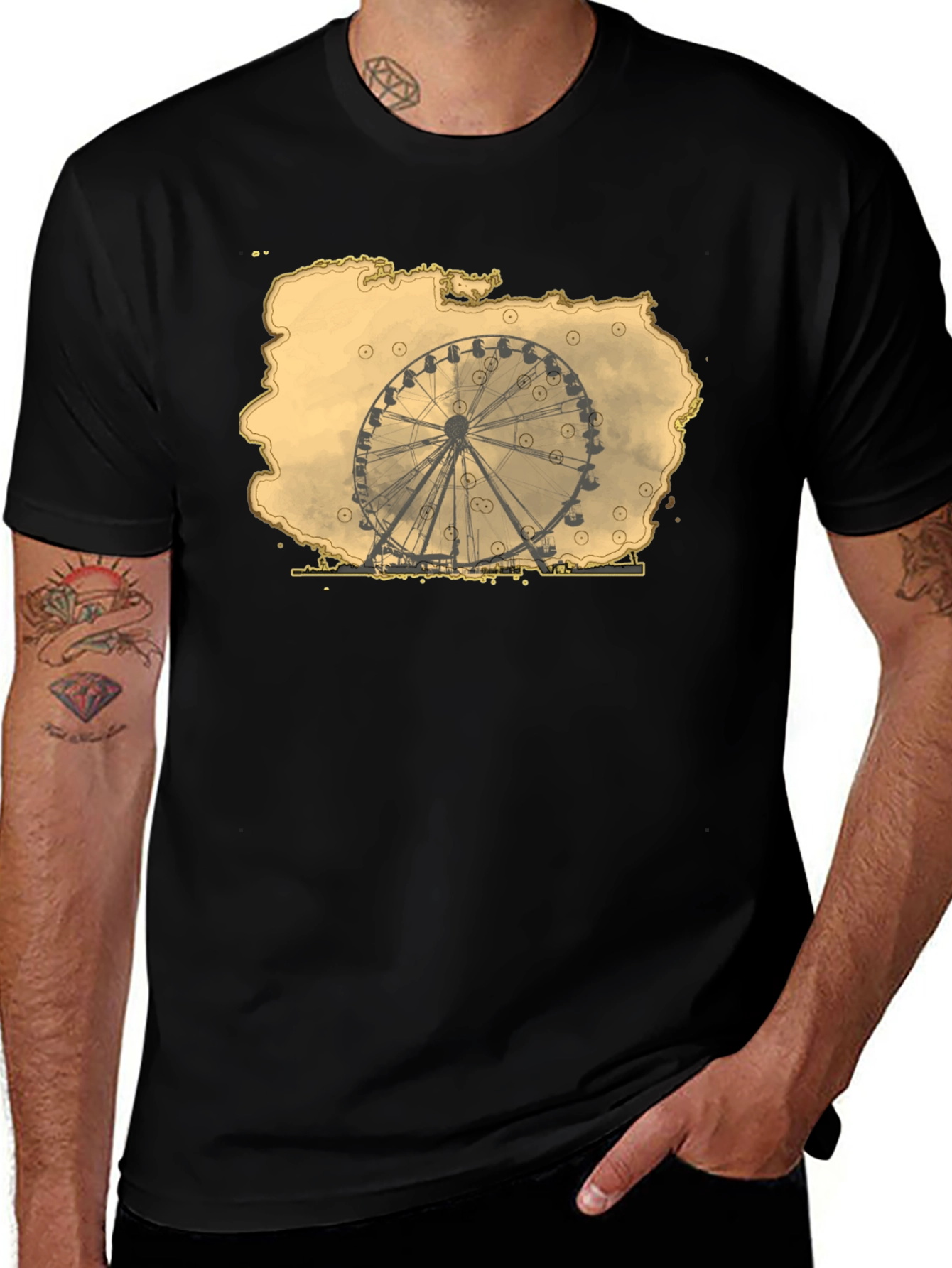 Ferris Wheel Graphic Tee - Retro Theme Park Shirt