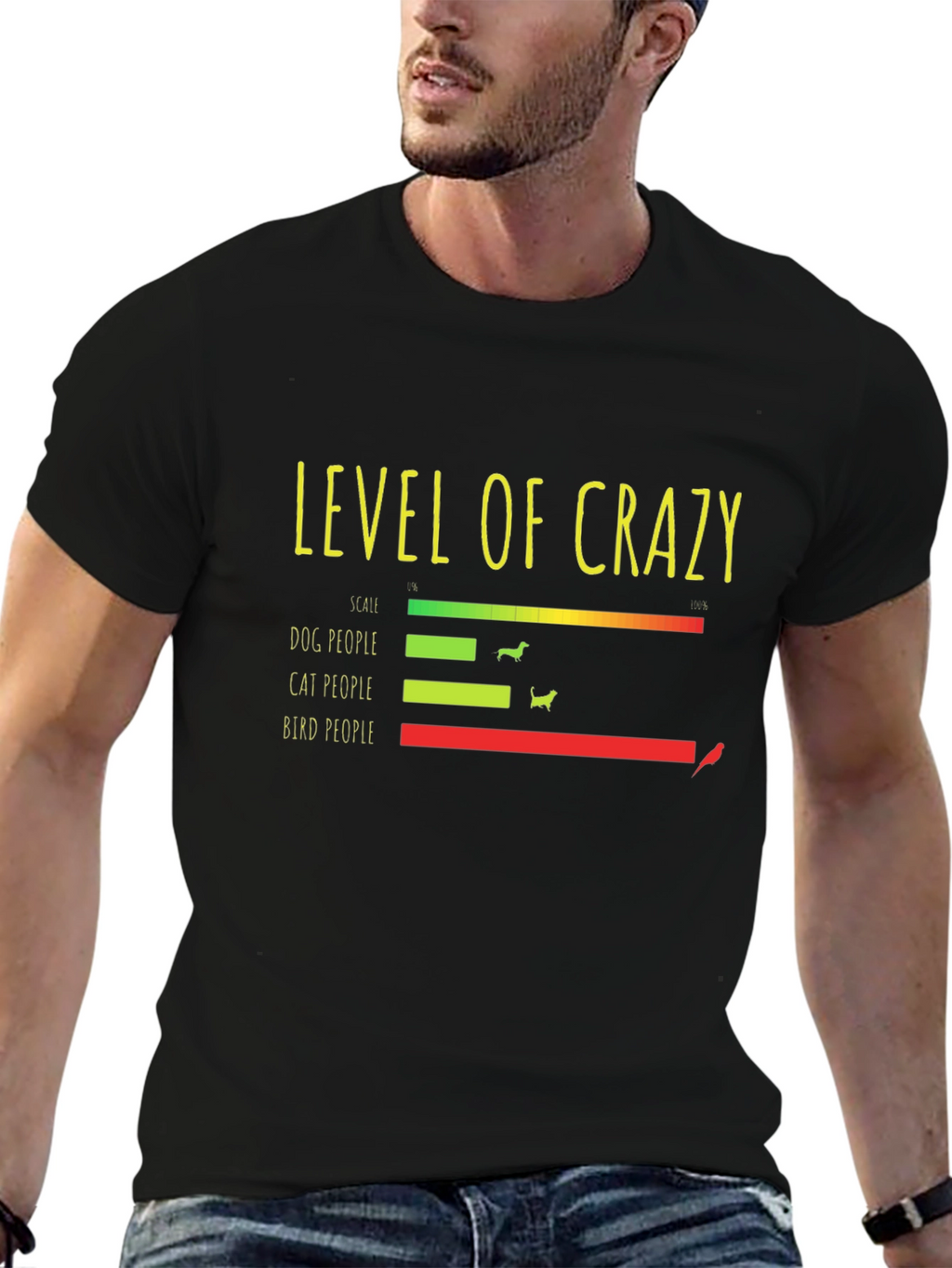 Crazy Level Graphic Tee - Dog Cat Bird People!