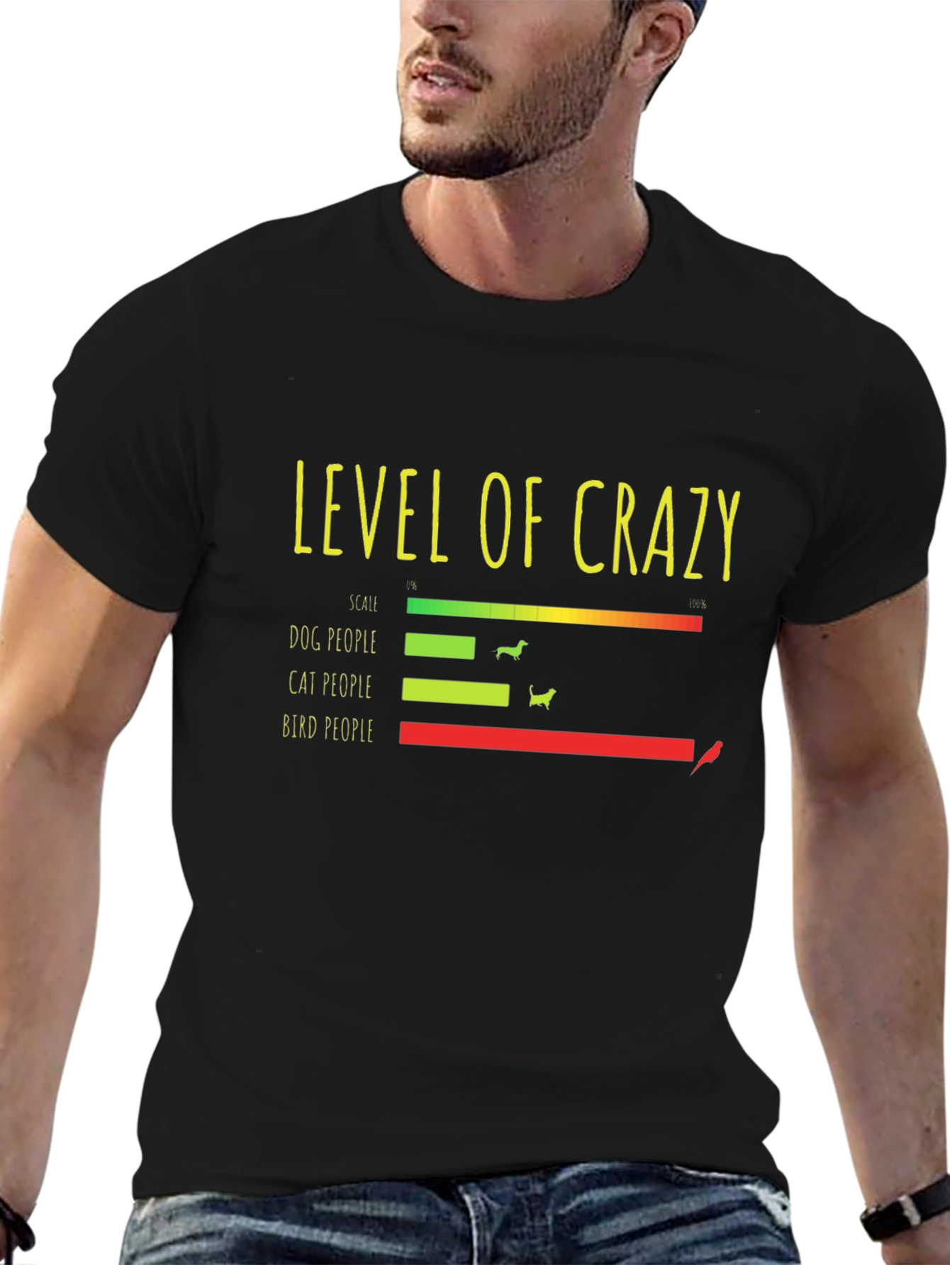 Crazy Level Graphic Tee - Dog Cat Bird People!