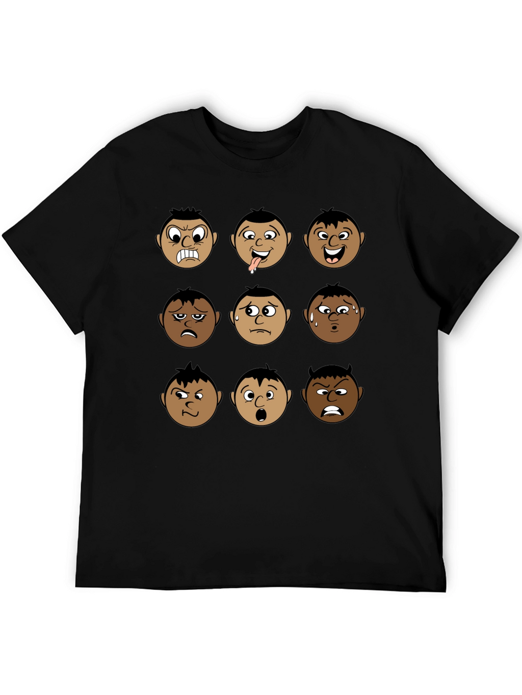 Emotional Faces Black T-Shirt