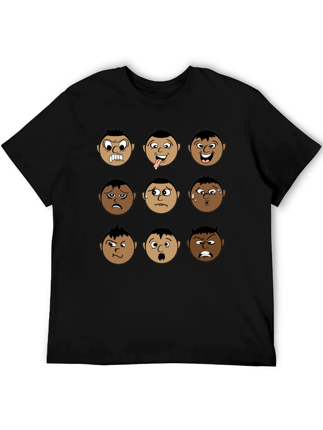 Emotional Faces Black T-Shirt