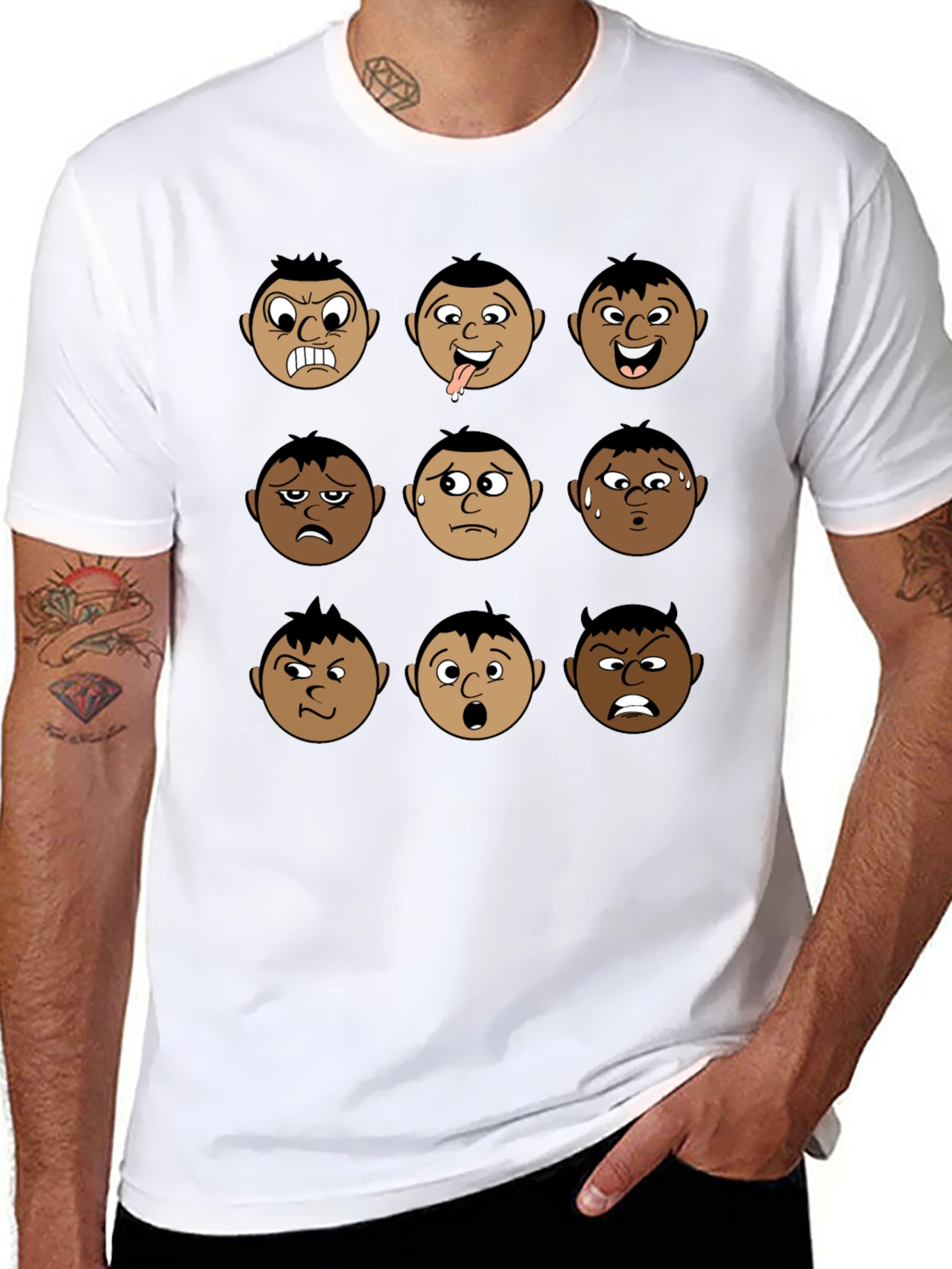 Emotional Faces Black T-Shirt