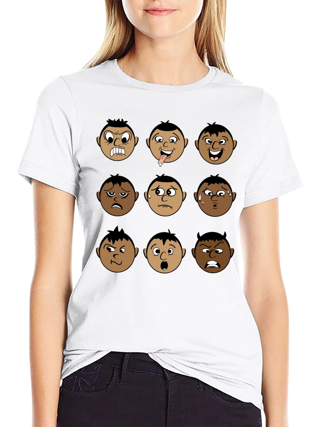 Emotional Faces Black T-Shirt