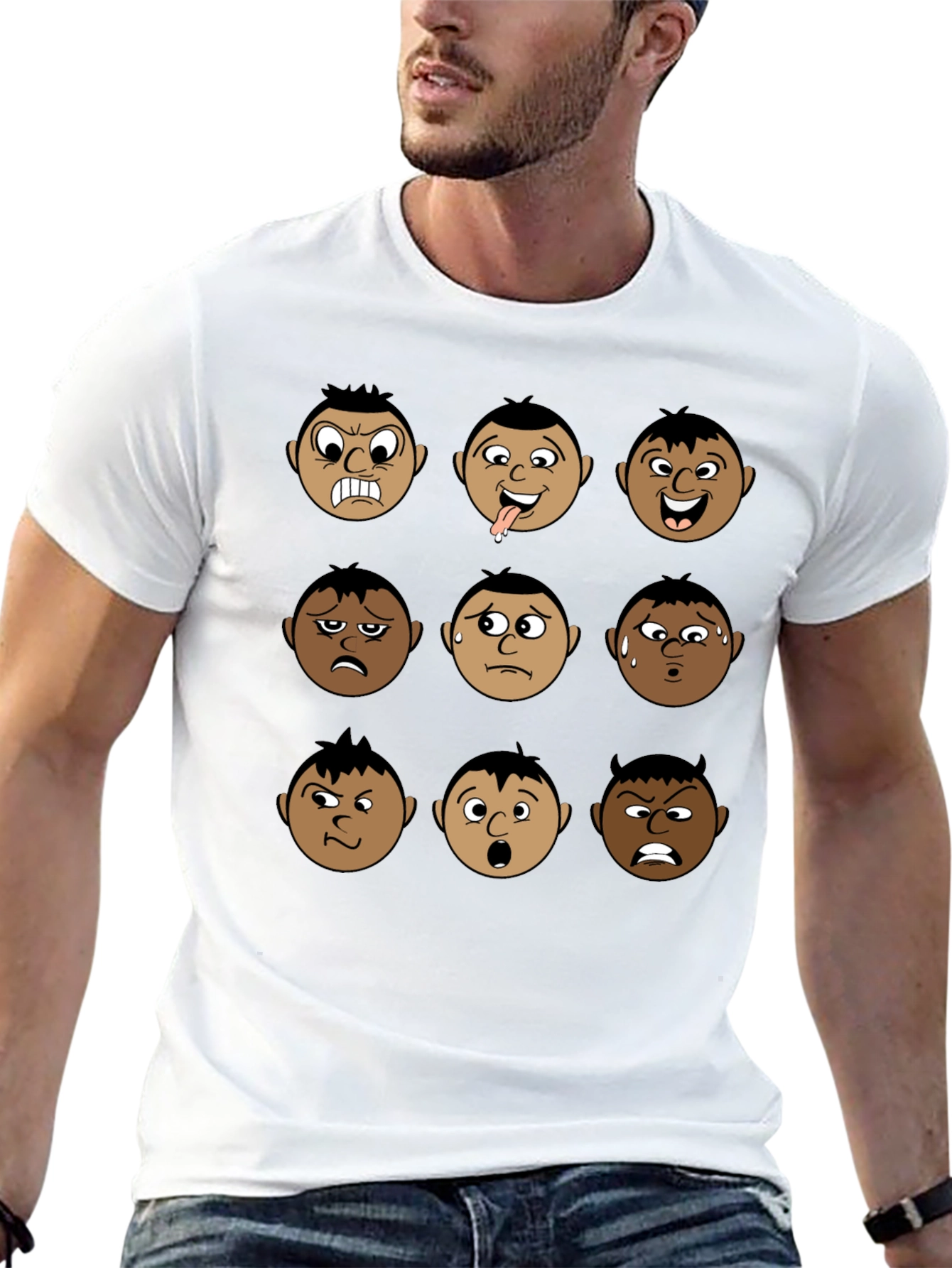 Emotional Faces Black T-Shirt
