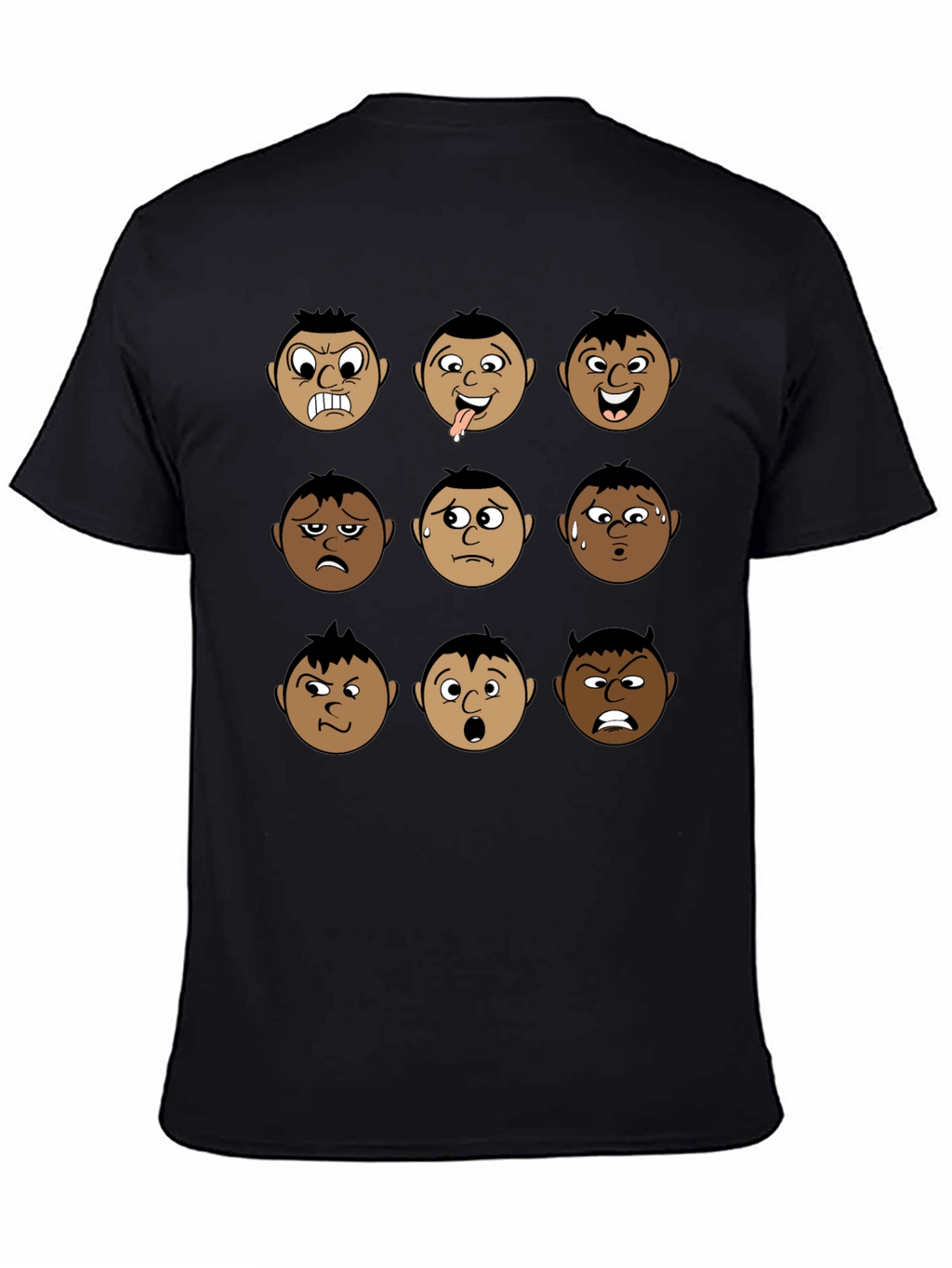 Emotional Faces Black T-Shirt