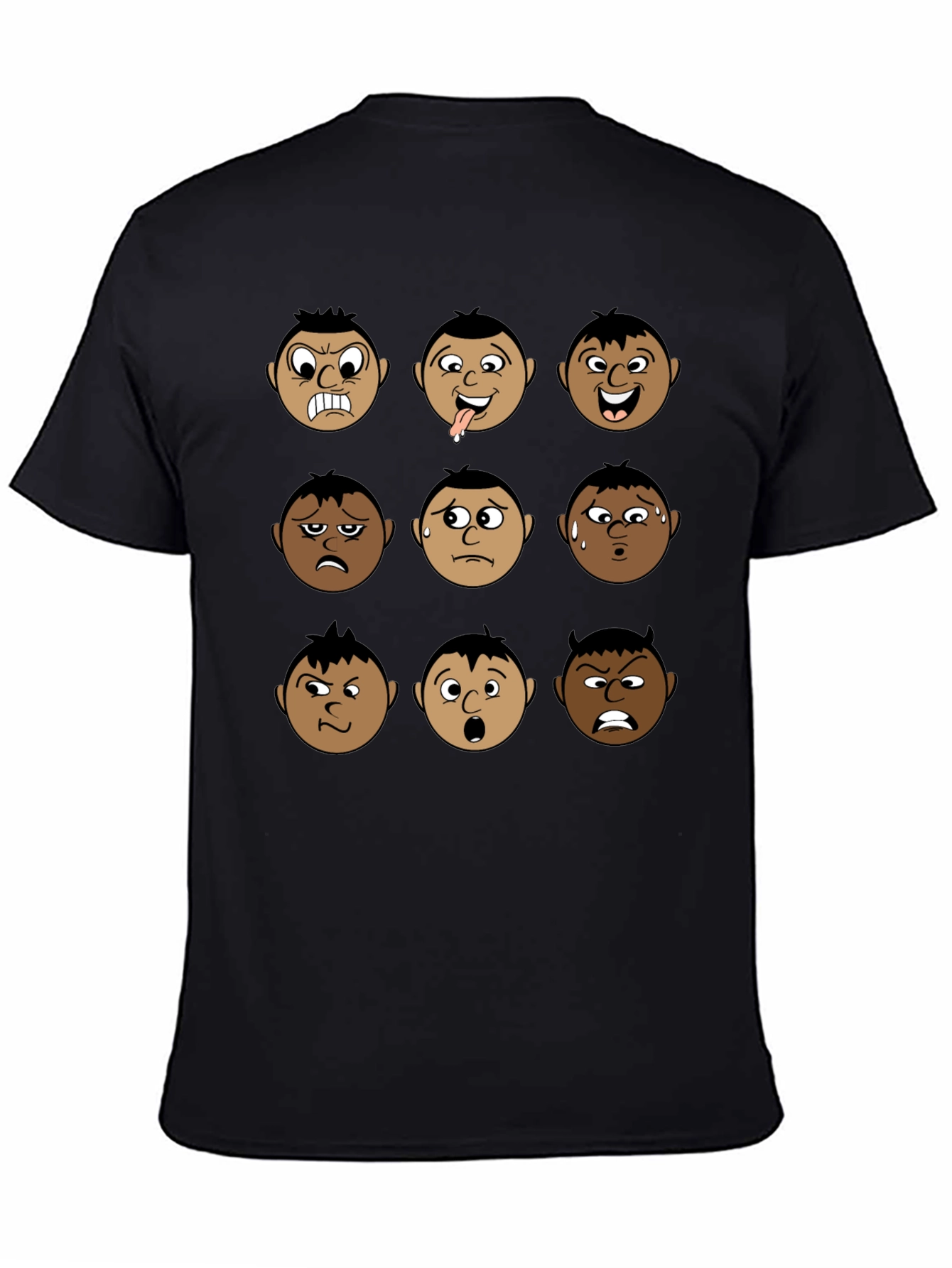 Emotional Faces Black T-Shirt