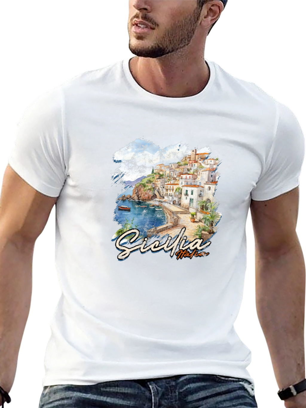 Sicilia Italia Graphic T-Shirt - Black