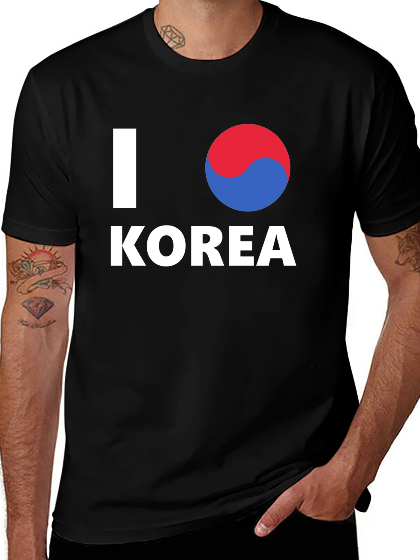 I Love Korea Black T-Shirt - Stylish Korean Pride Tee