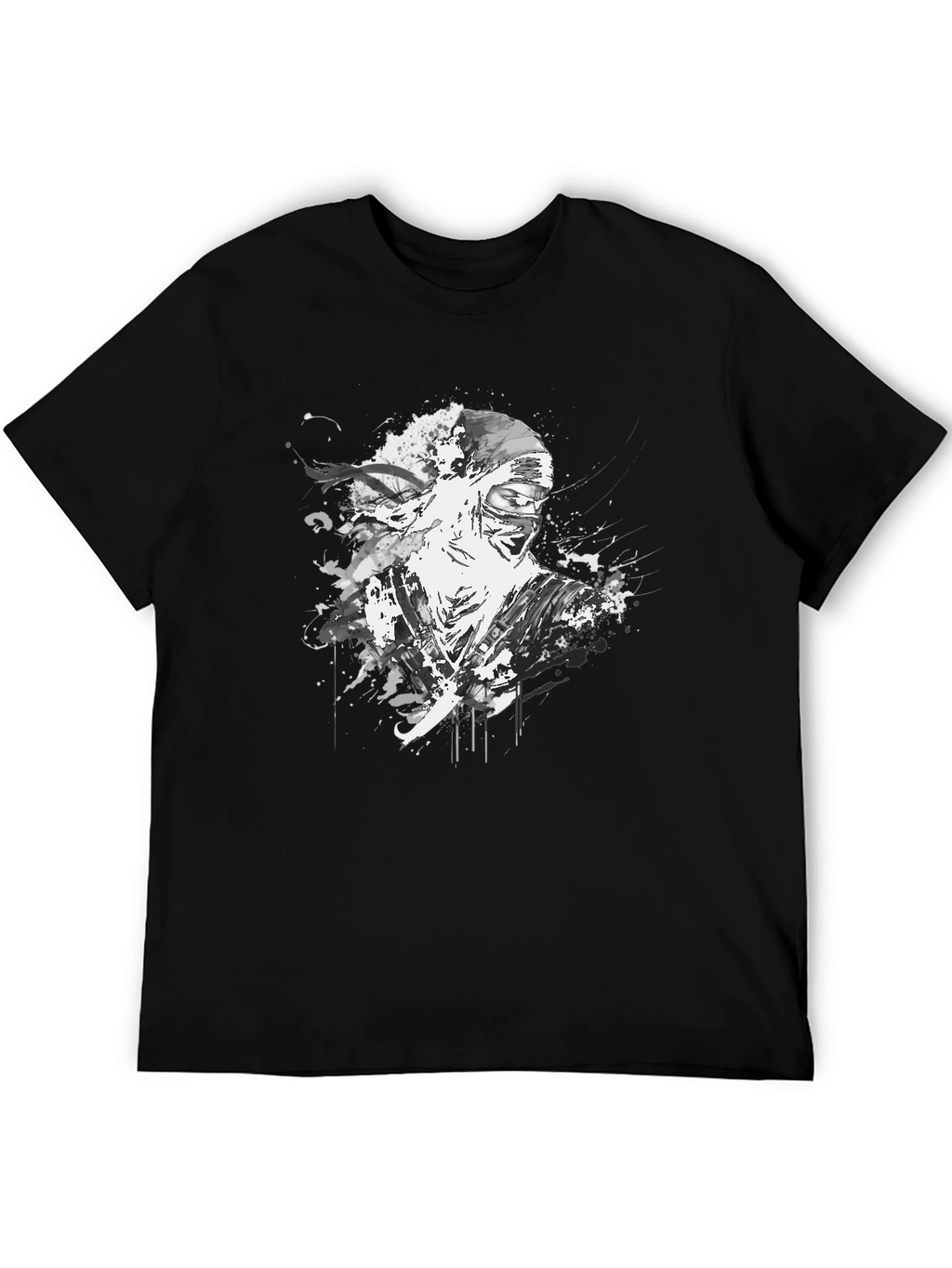 Ink Splatter Ninja Graphic Black T-Shirt