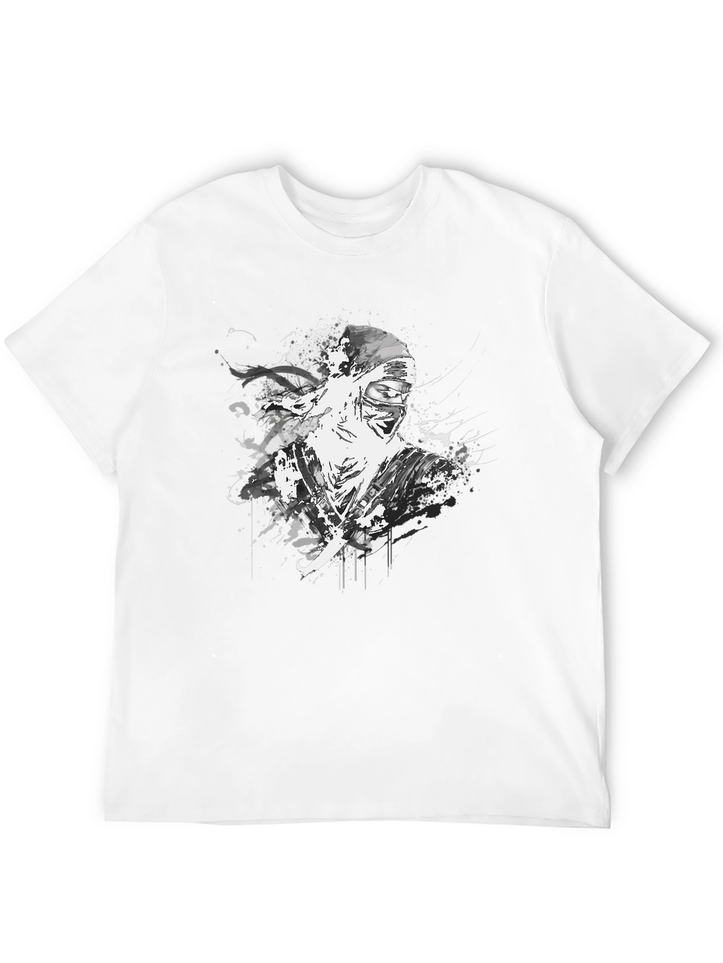 Ink Splatter Ninja Graphic Black T-Shirt