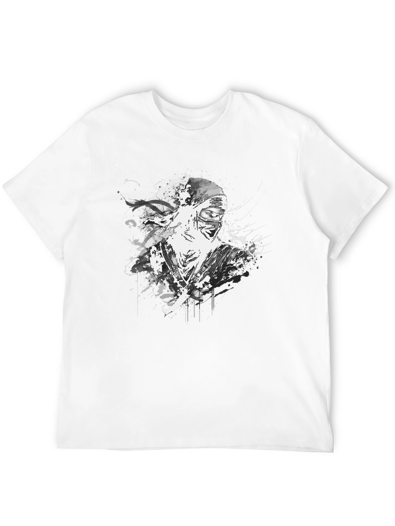 Ink Splatter Ninja Graphic Black T-Shirt