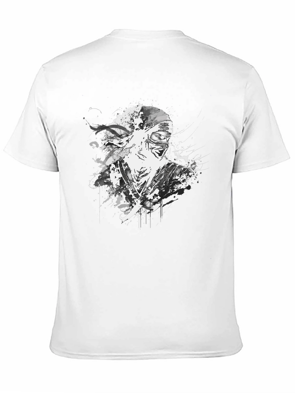 Ink Splatter Ninja Graphic Black T-Shirt
