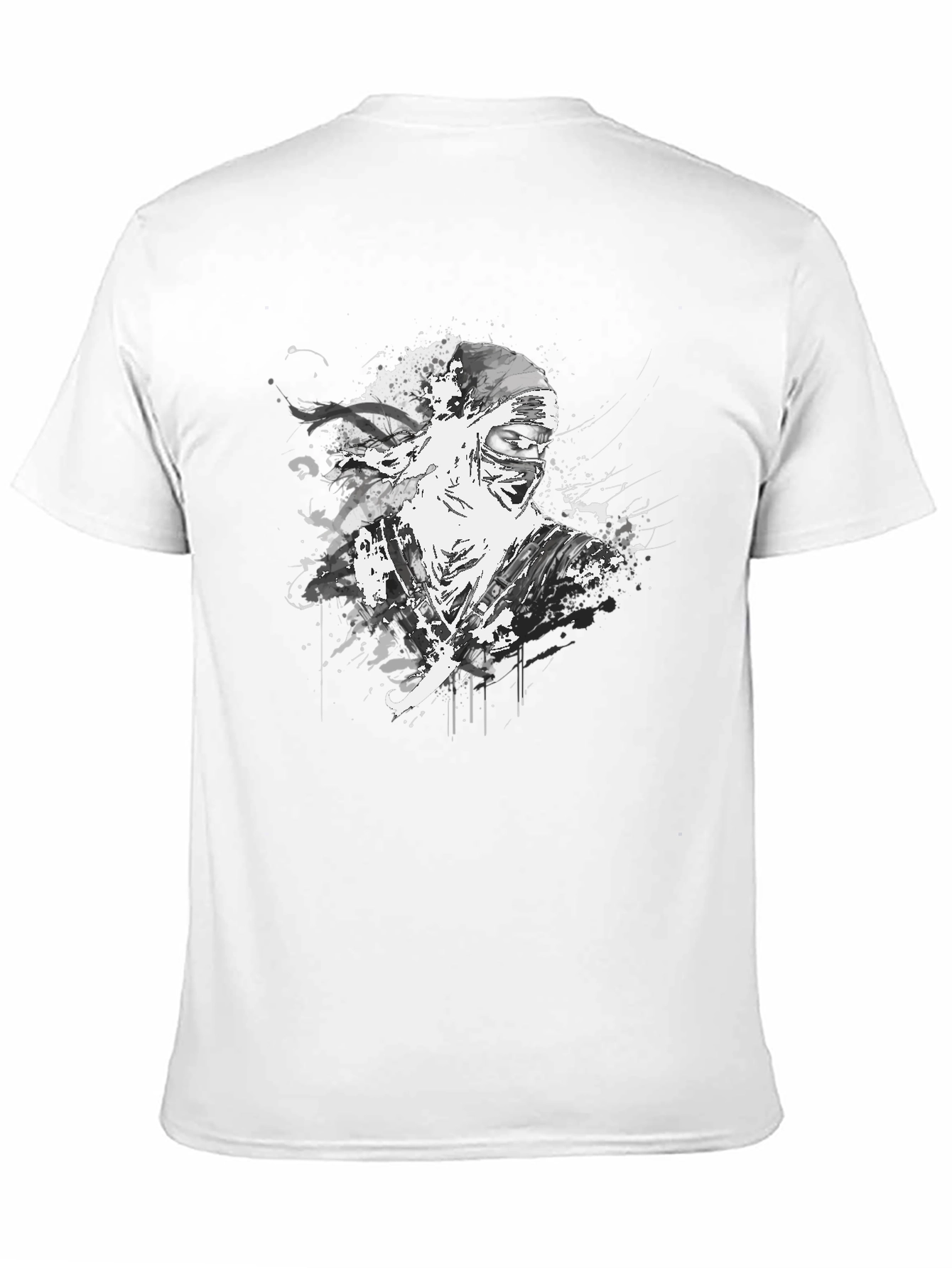 Ink Splatter Ninja Graphic Black T-Shirt