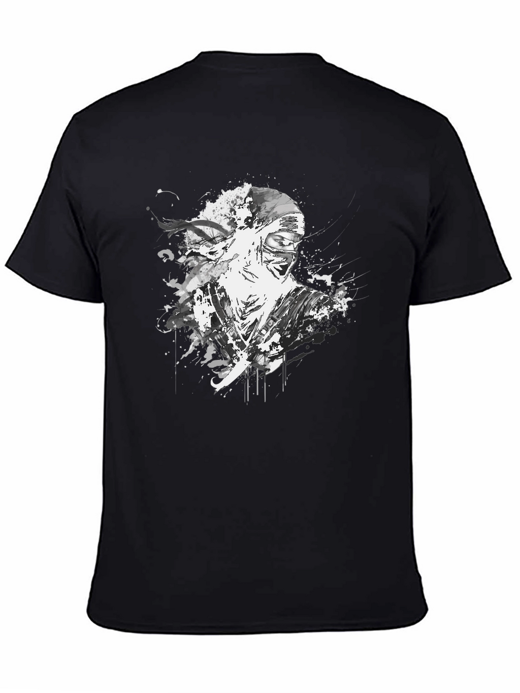 Ink Splatter Ninja Graphic Black T-Shirt