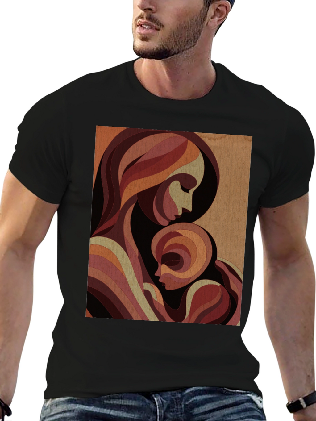 Mother & Child Graphic Tee - Black