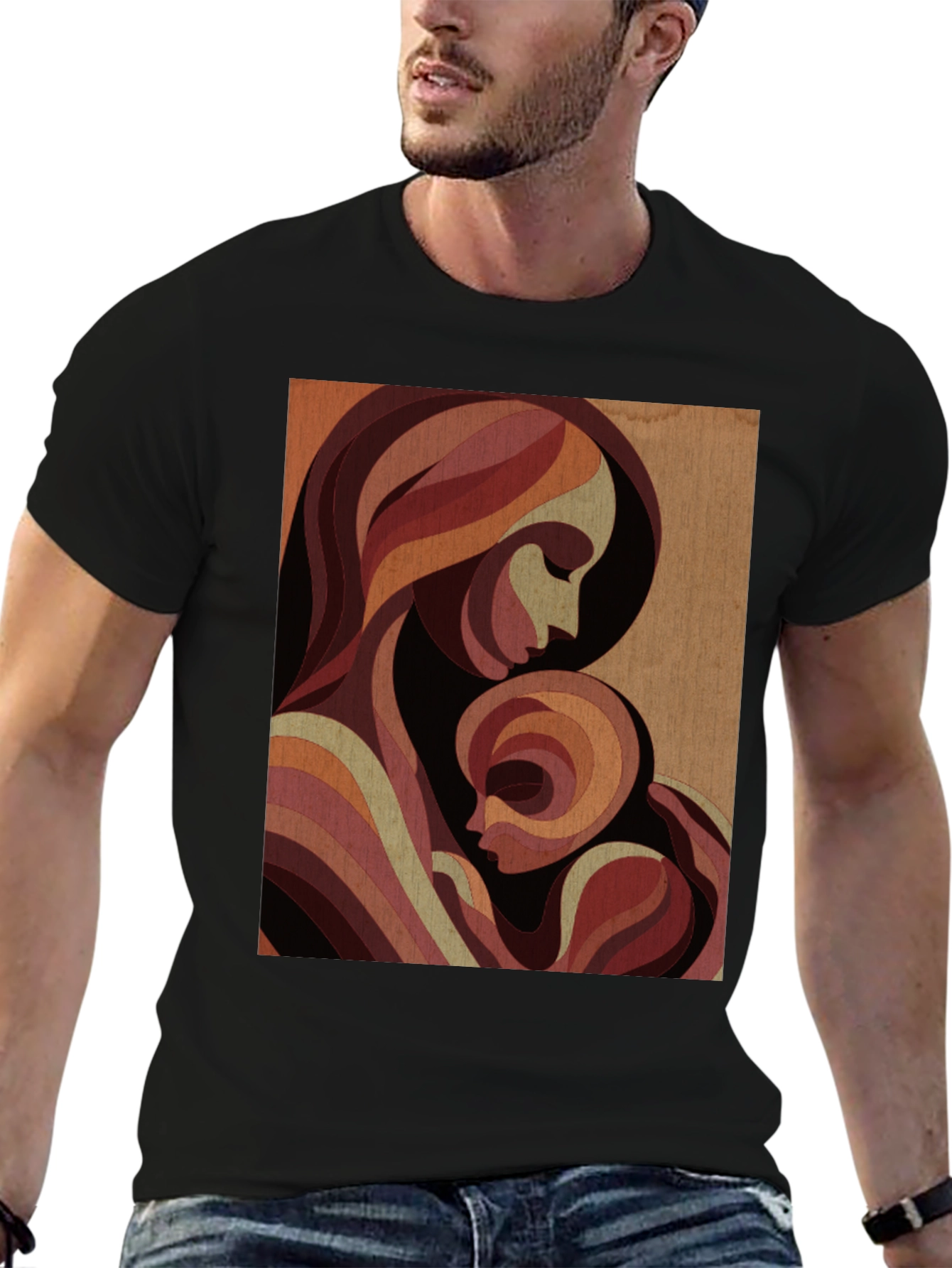 Mother & Child Graphic Tee - Black