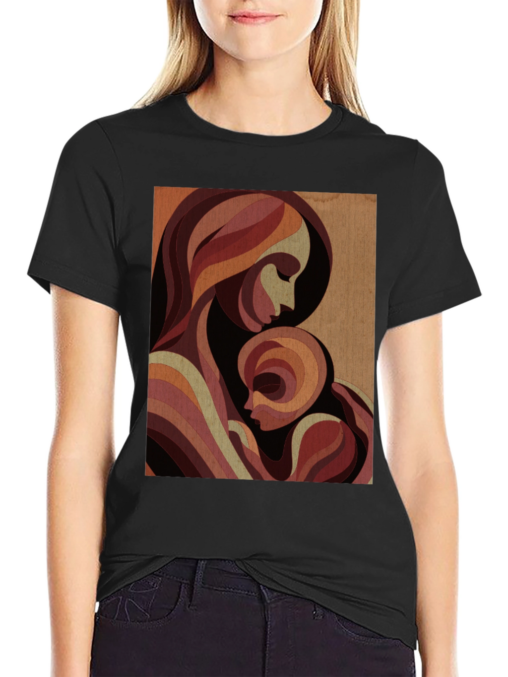 Mother & Child Graphic Tee - Black