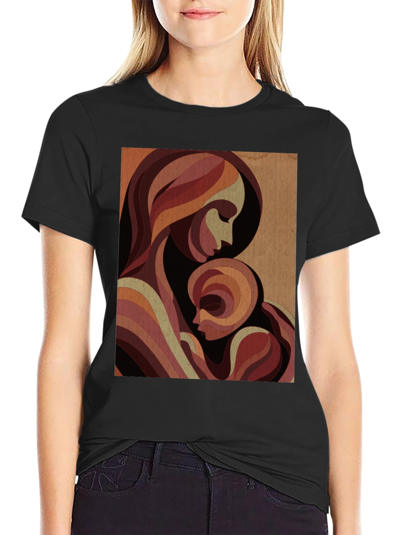 Mother & Child Graphic Tee - Black