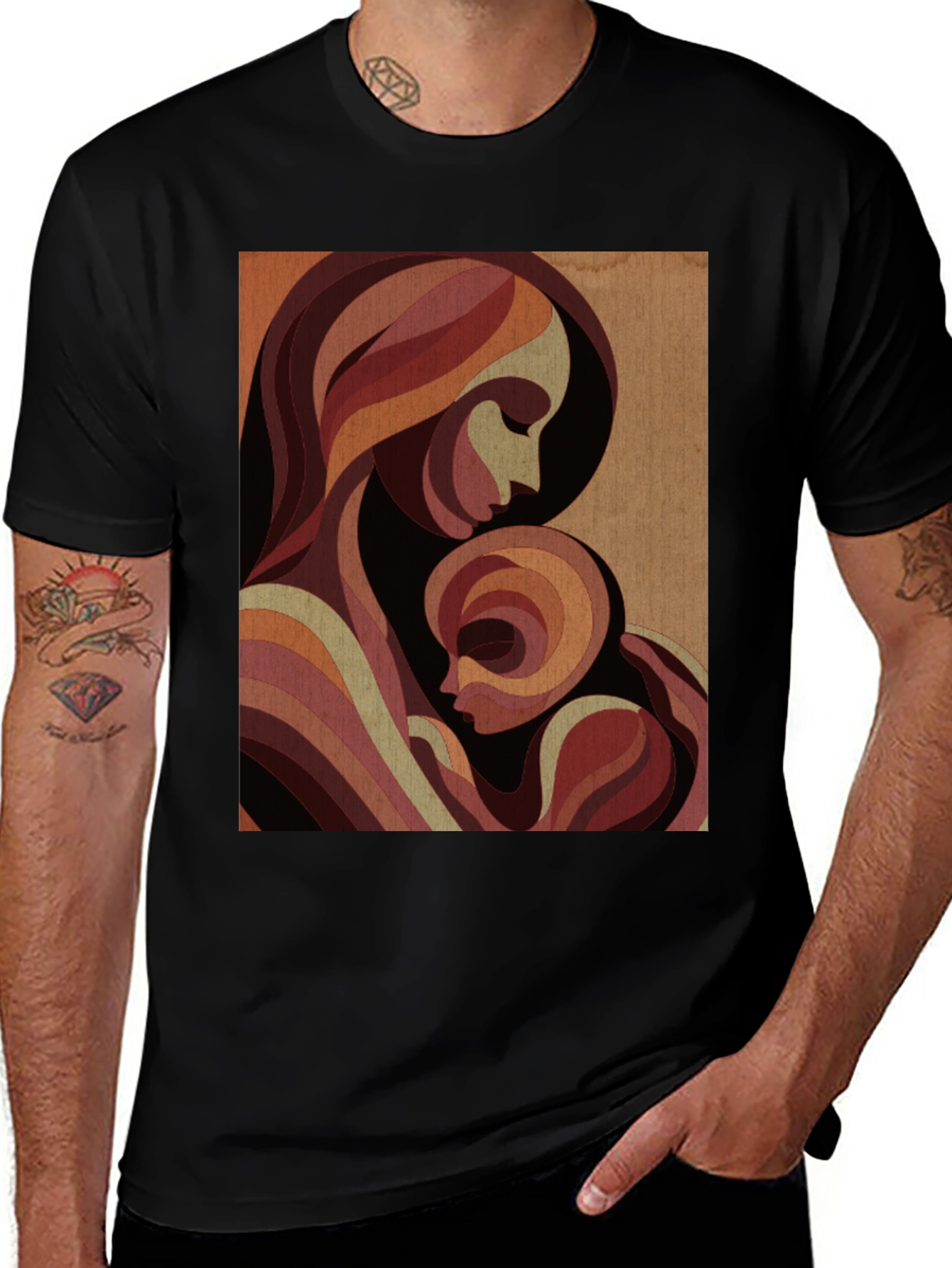 Mother & Child Graphic Tee - Black