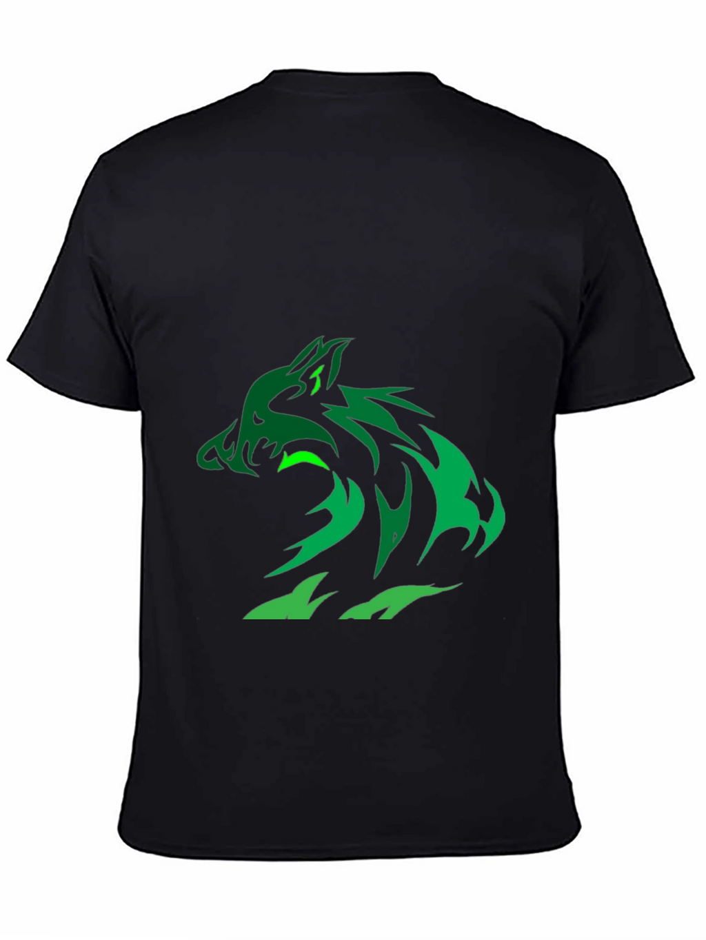 Green Wolf Graphic Black T-Shirt