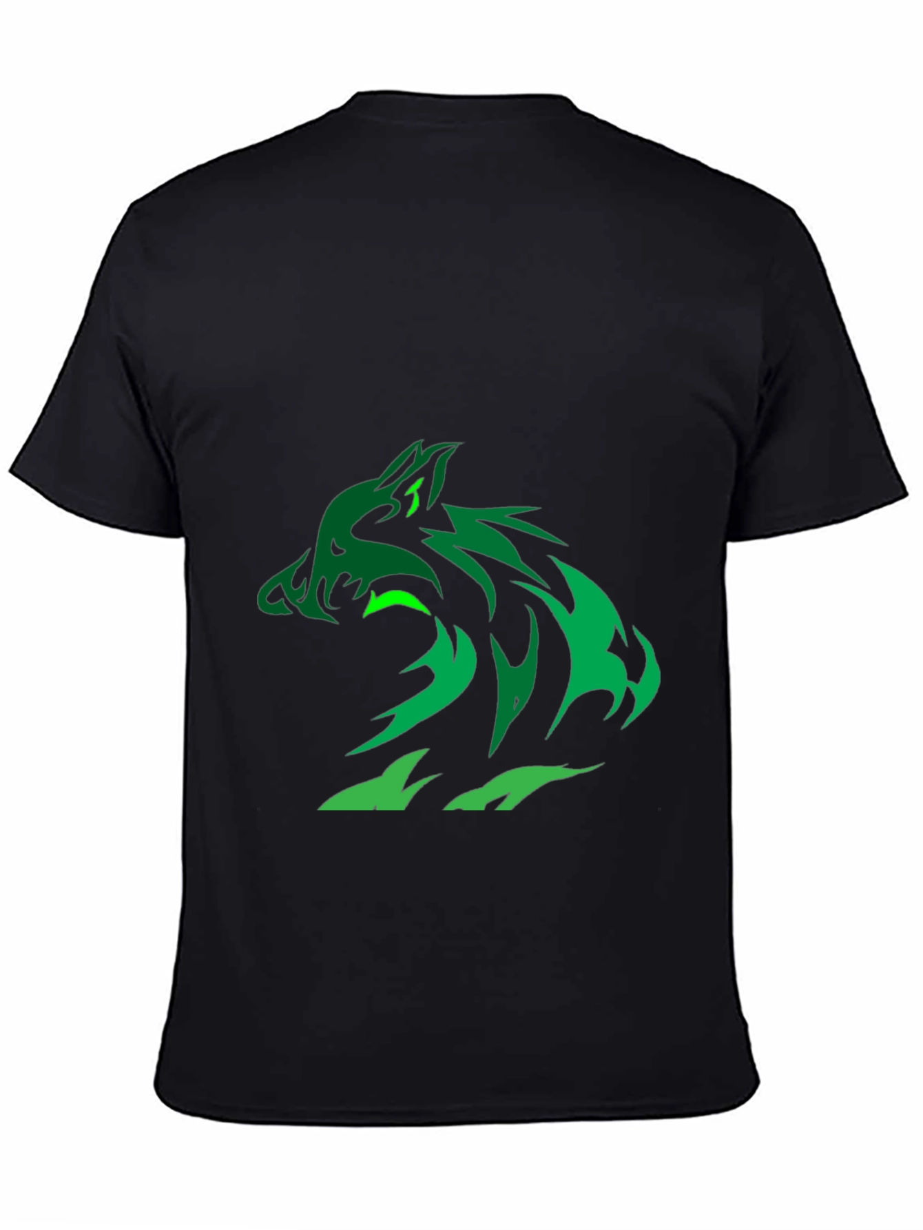 Green Wolf Graphic Black T-Shirt