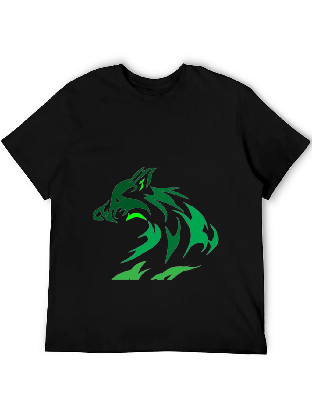 Green Wolf Graphic Black T-Shirt
